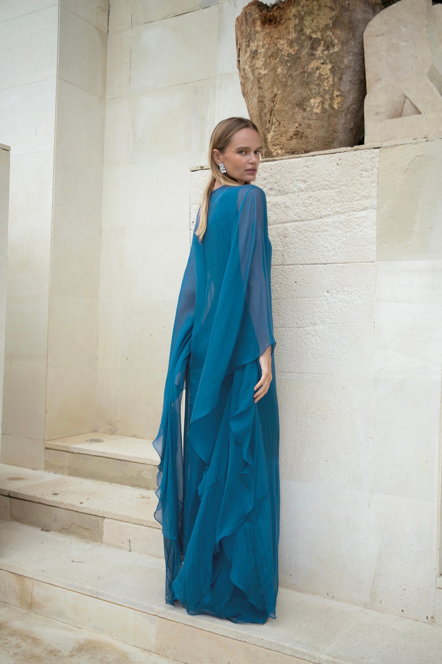 Pure Silk Dress in Teal