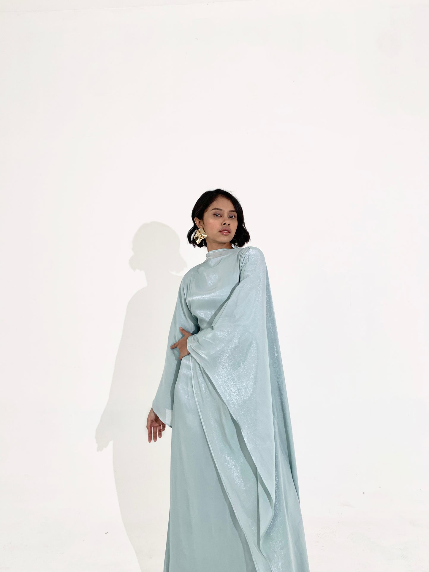 Sheen Kaftan Dress in Aquamarine