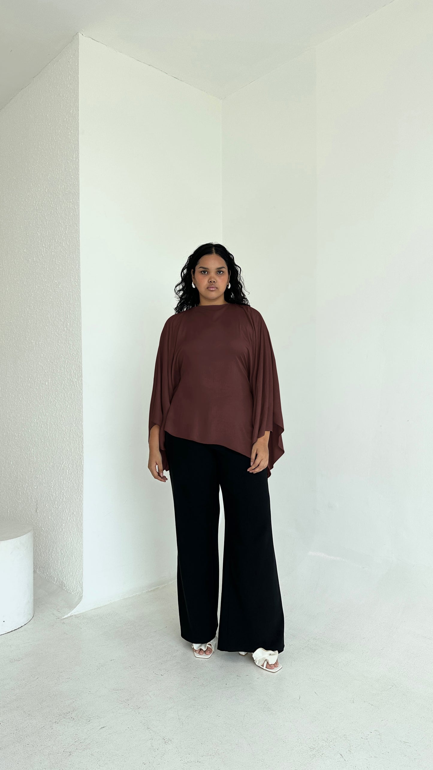 ESMÉ Brown Asymmetrical Butterfly Top