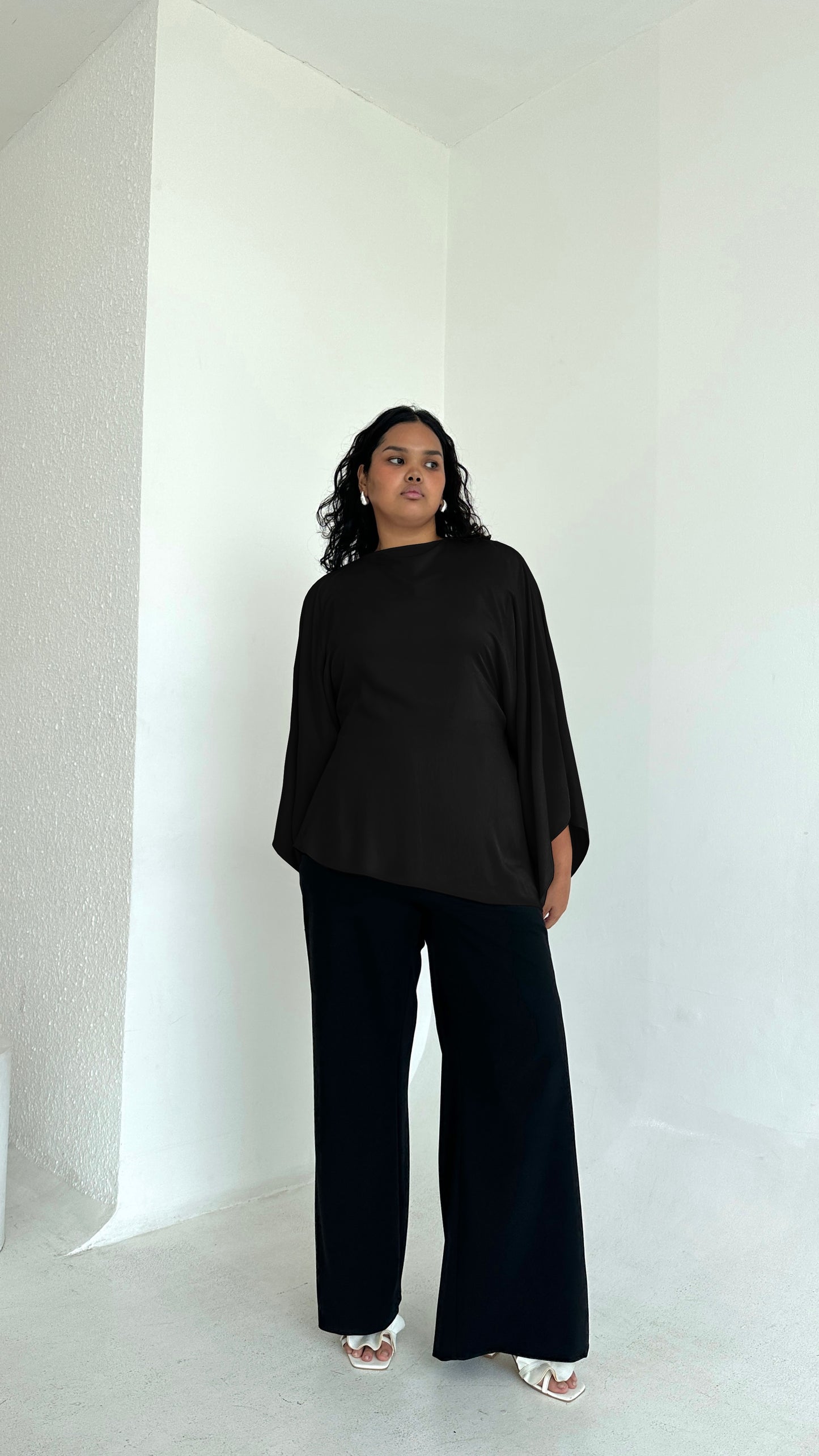 ESMÉ Black Asymmetrical Butterfly Top