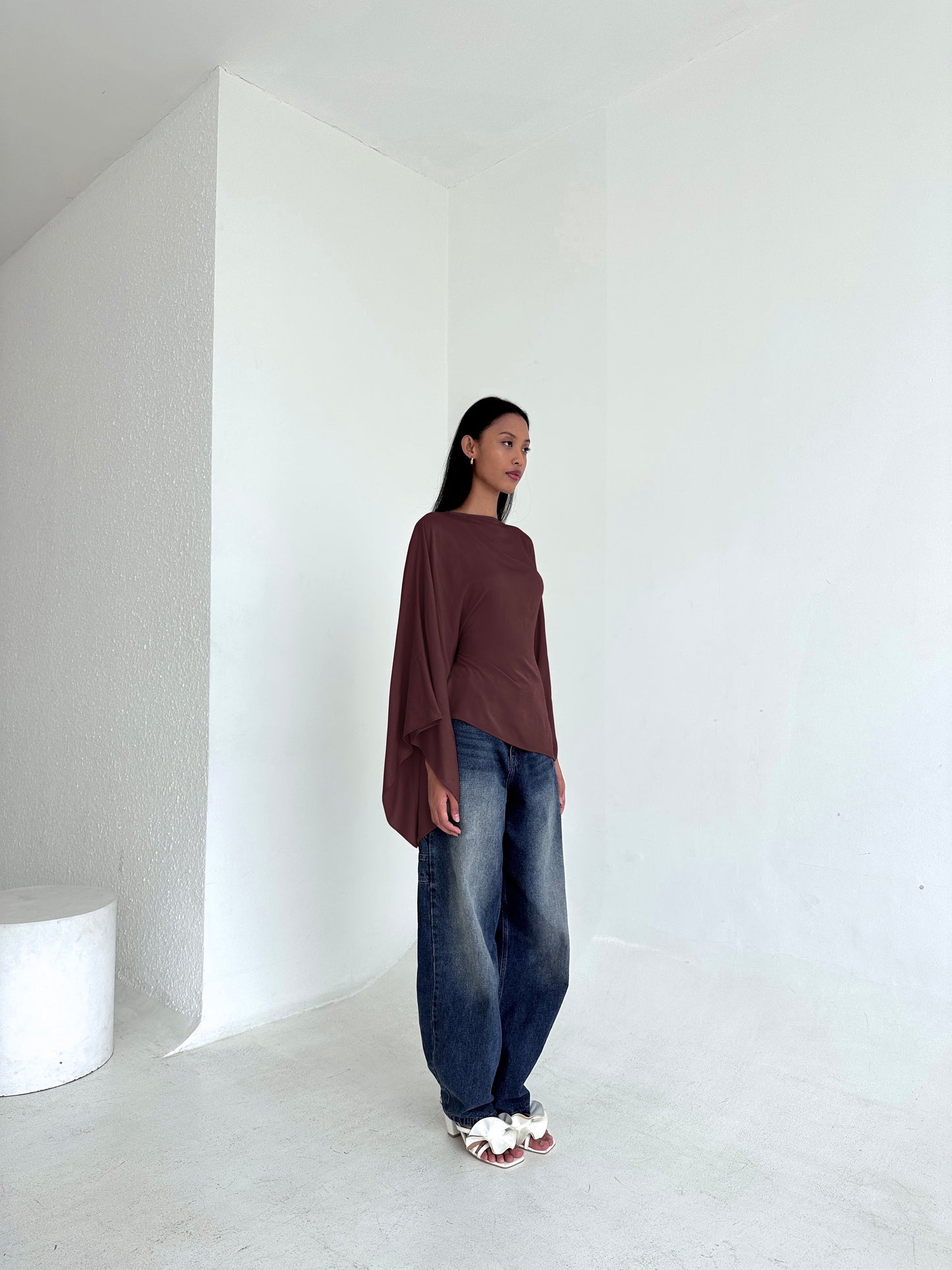 ESMÉ Brown Asymmetrical Butterfly Top