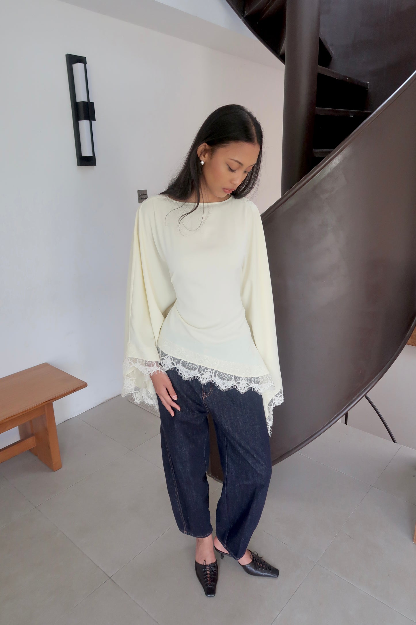 Lace Butterfly Cape Top in Butter Yellow
