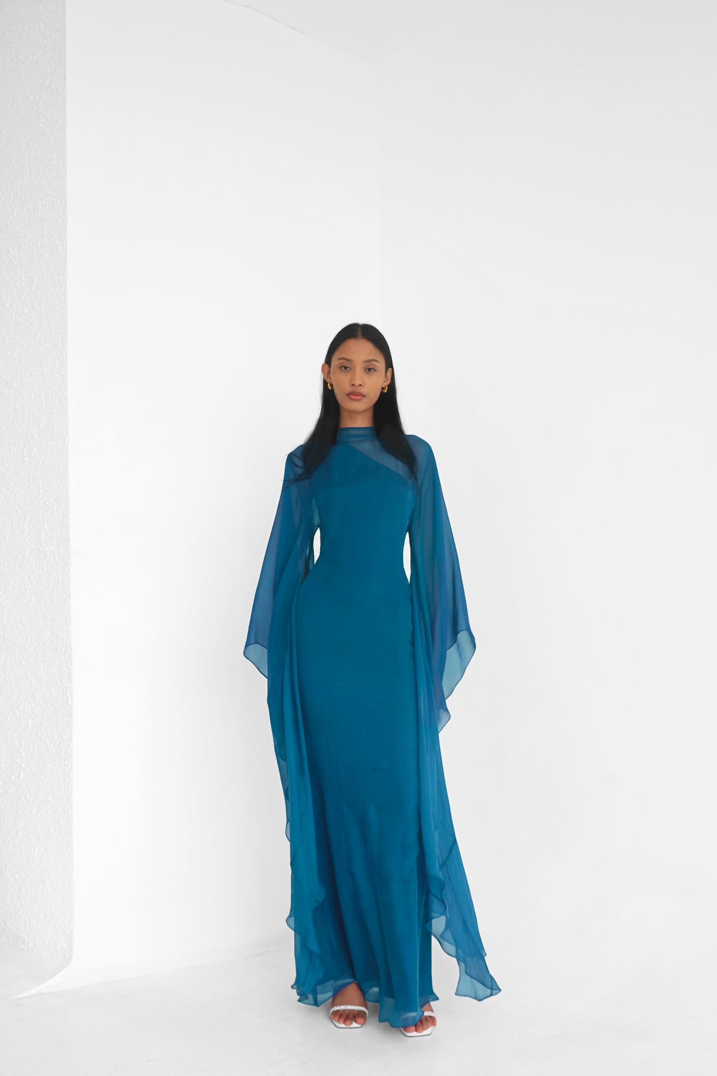 Pure Silk Dress in Teal