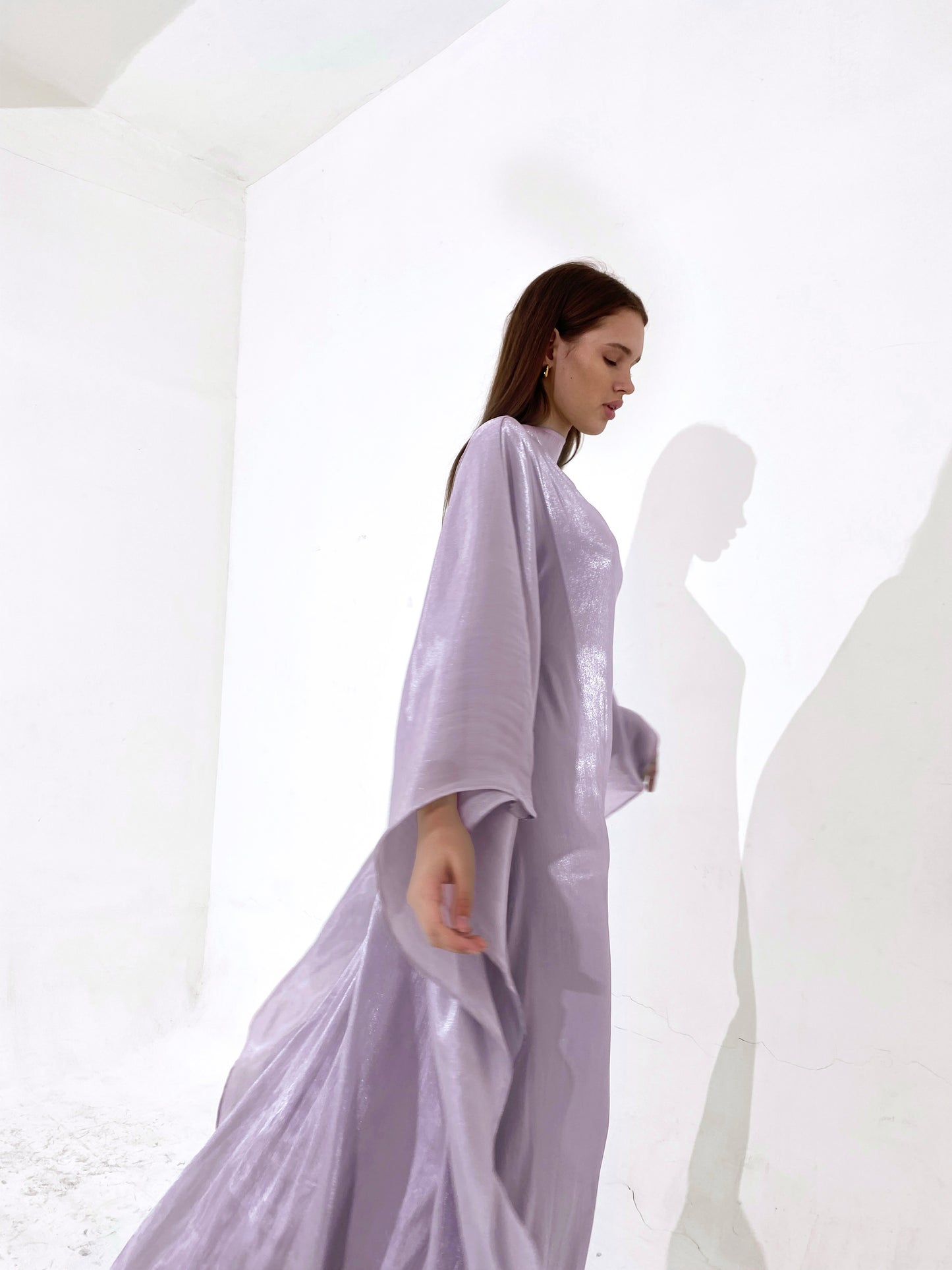 Sheen Kaftan Dress in Lilac
