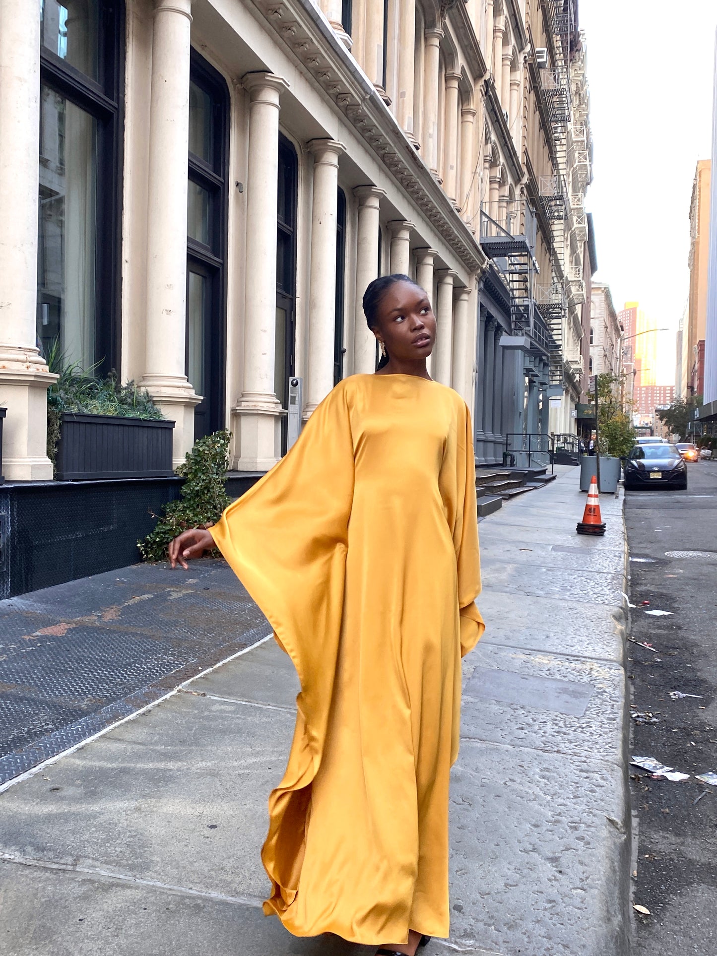Honey Satin Kaftan Dress
