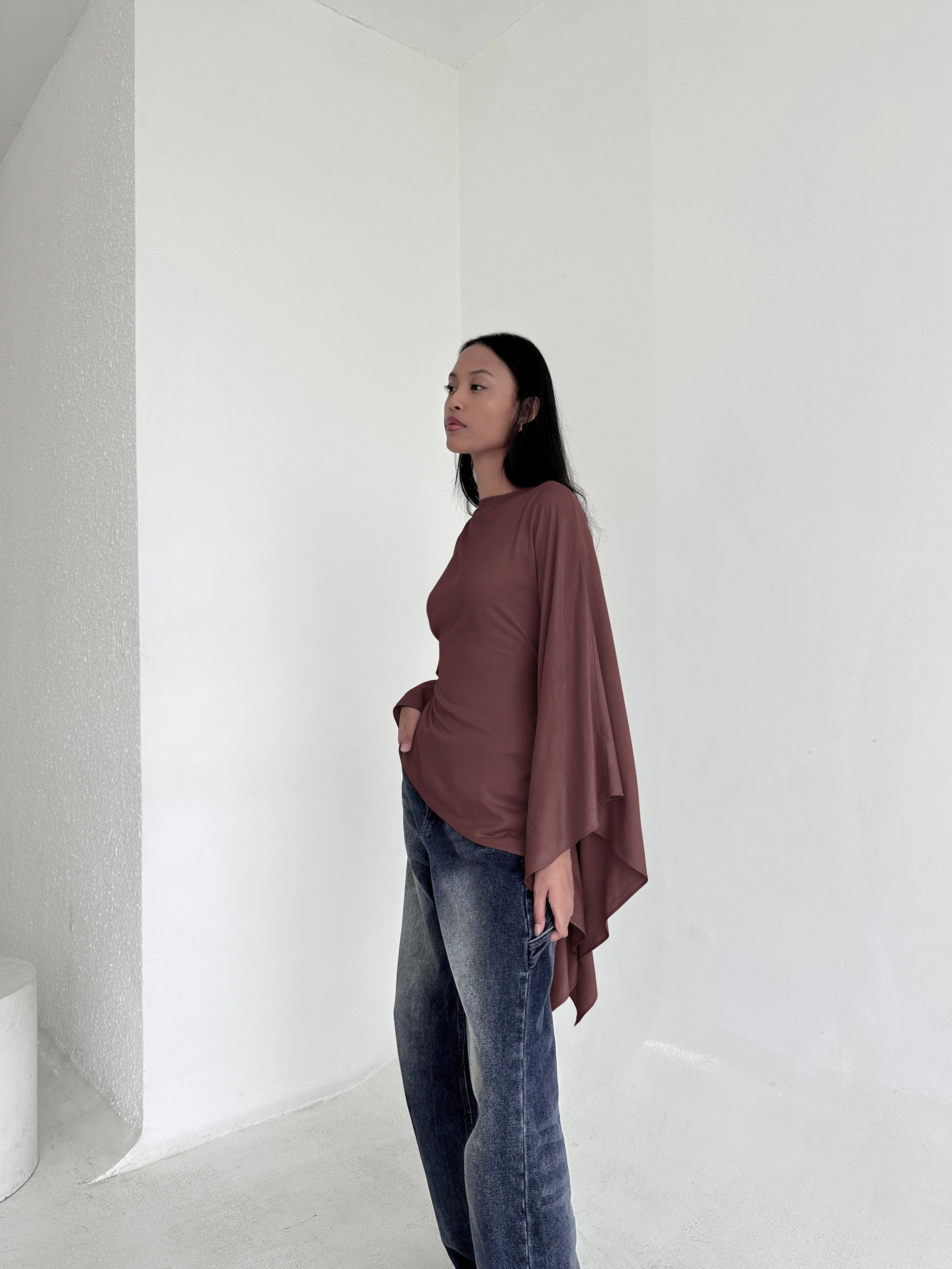 ESMÉ Butterfly Cape Batwing Poncho Top in Mauve Brown – Esmé New York