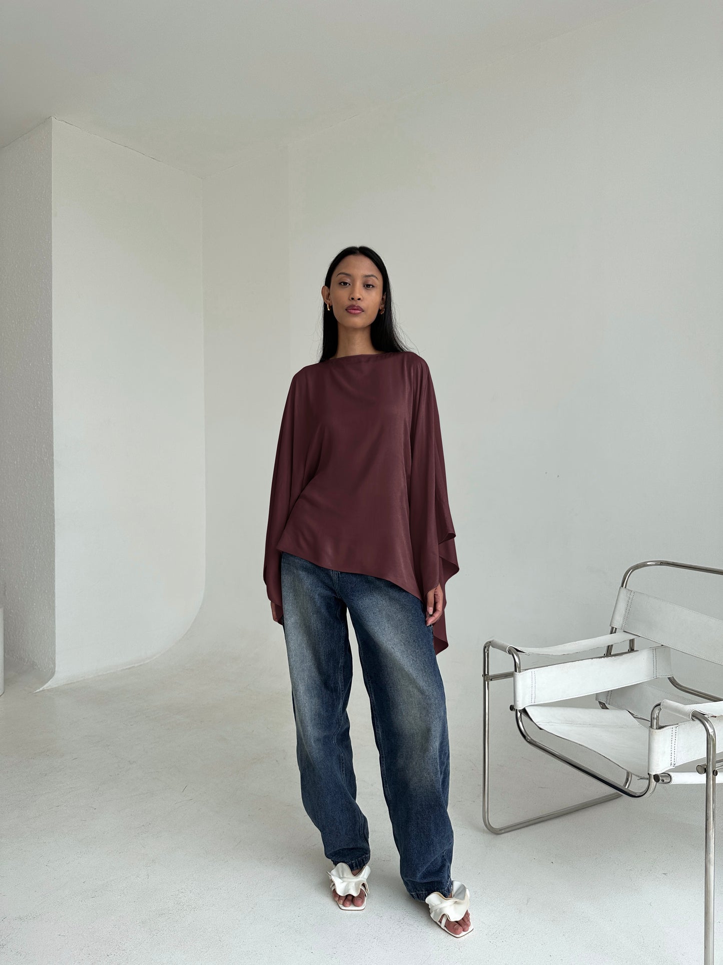 ESMÉ Brown Asymmetrical Butterfly Top