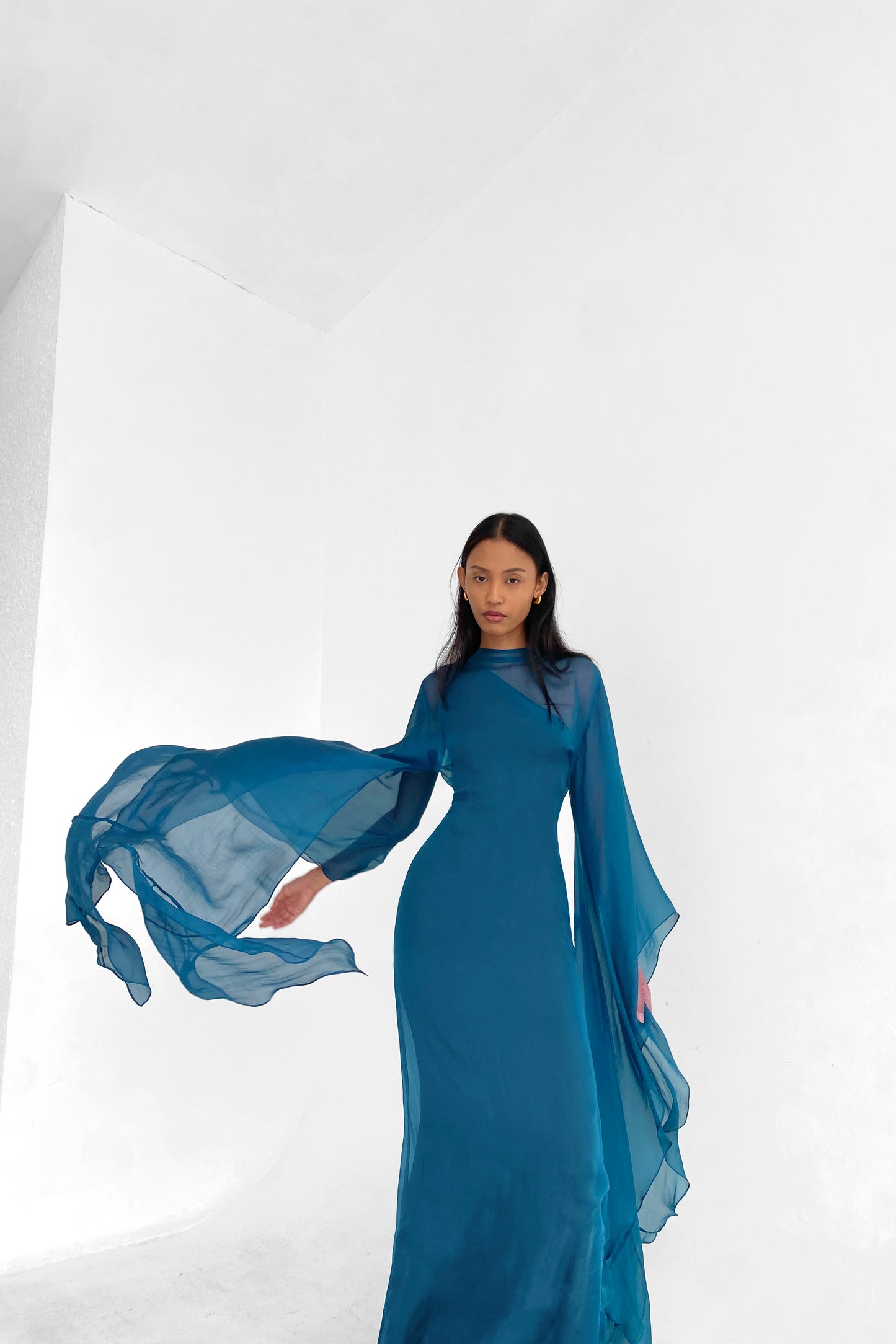 Pure Silk Dress in Teal