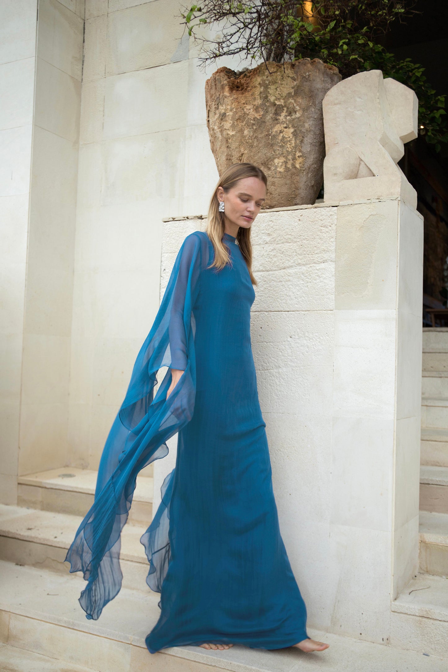 Pure Silk Dress in Teal