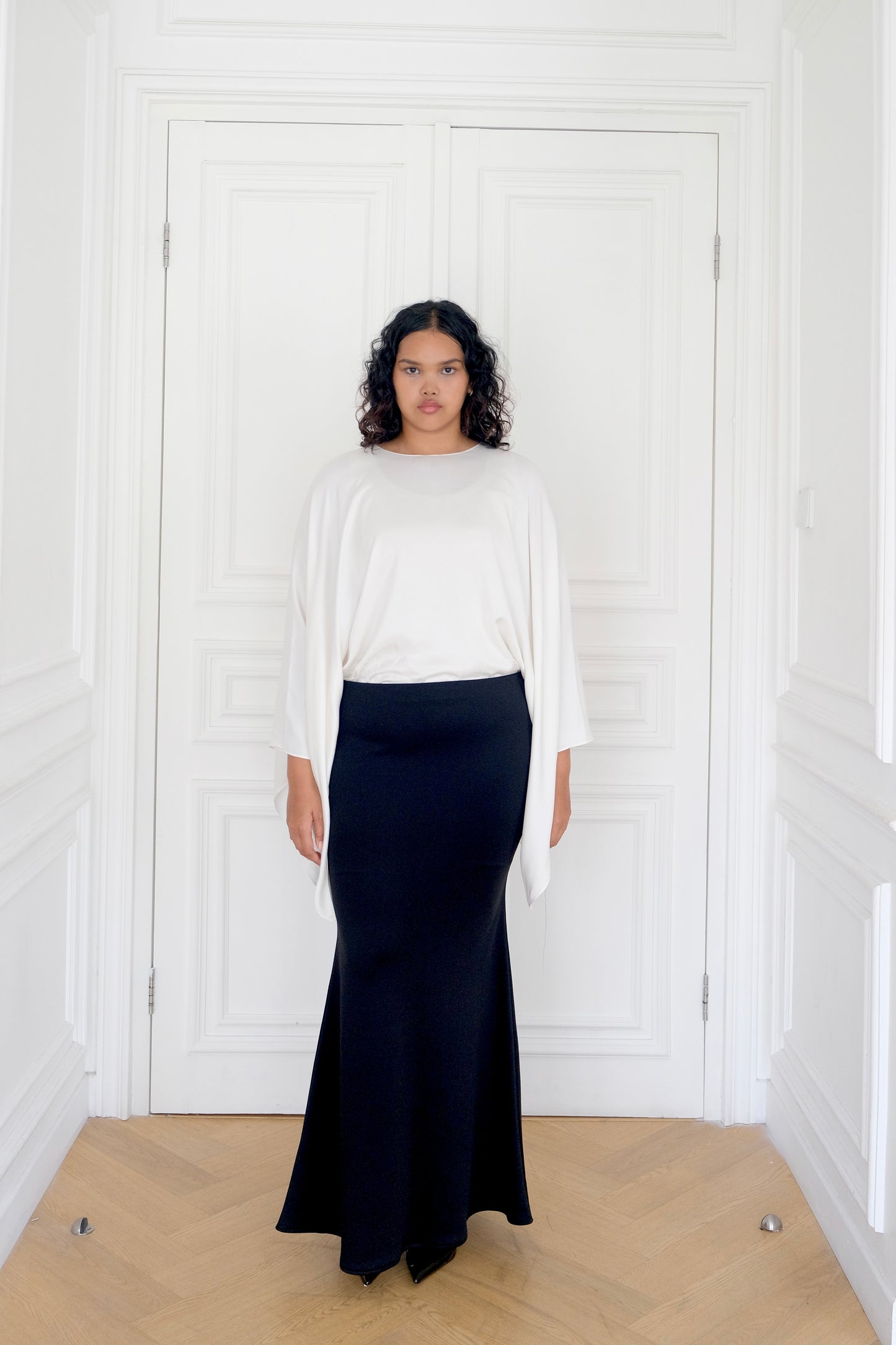 RHEA Black Long Maxi Skirt