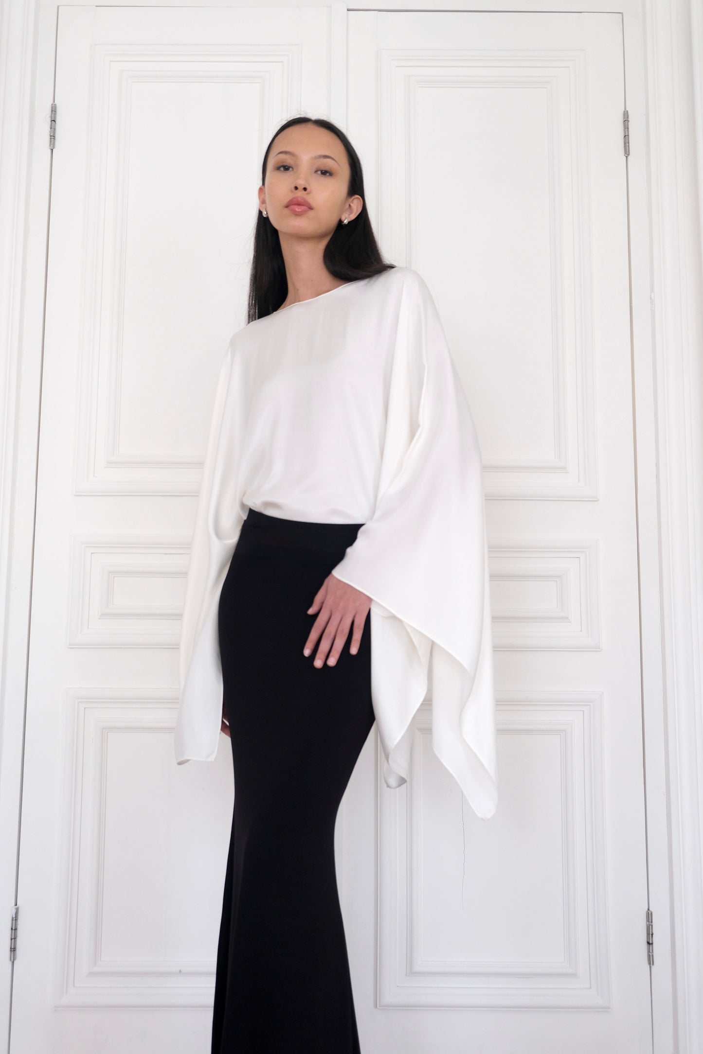 RHEA Black Long Maxi Skirt