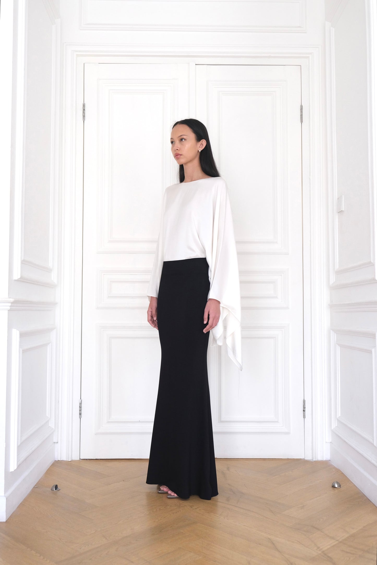RHEA Black Long Maxi Skirt