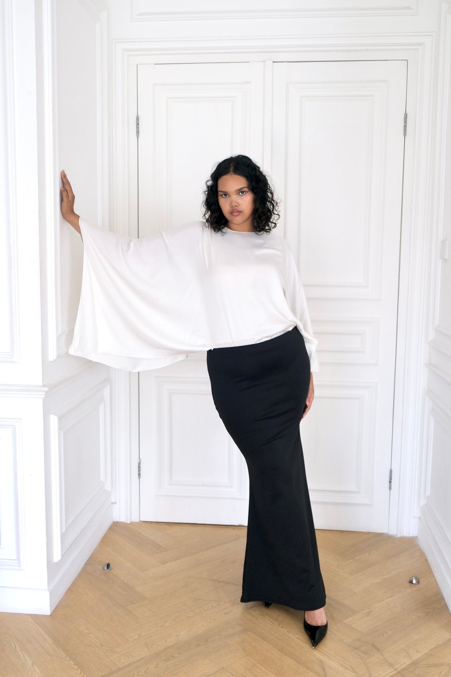 RHEA Black Long Maxi Skirt
