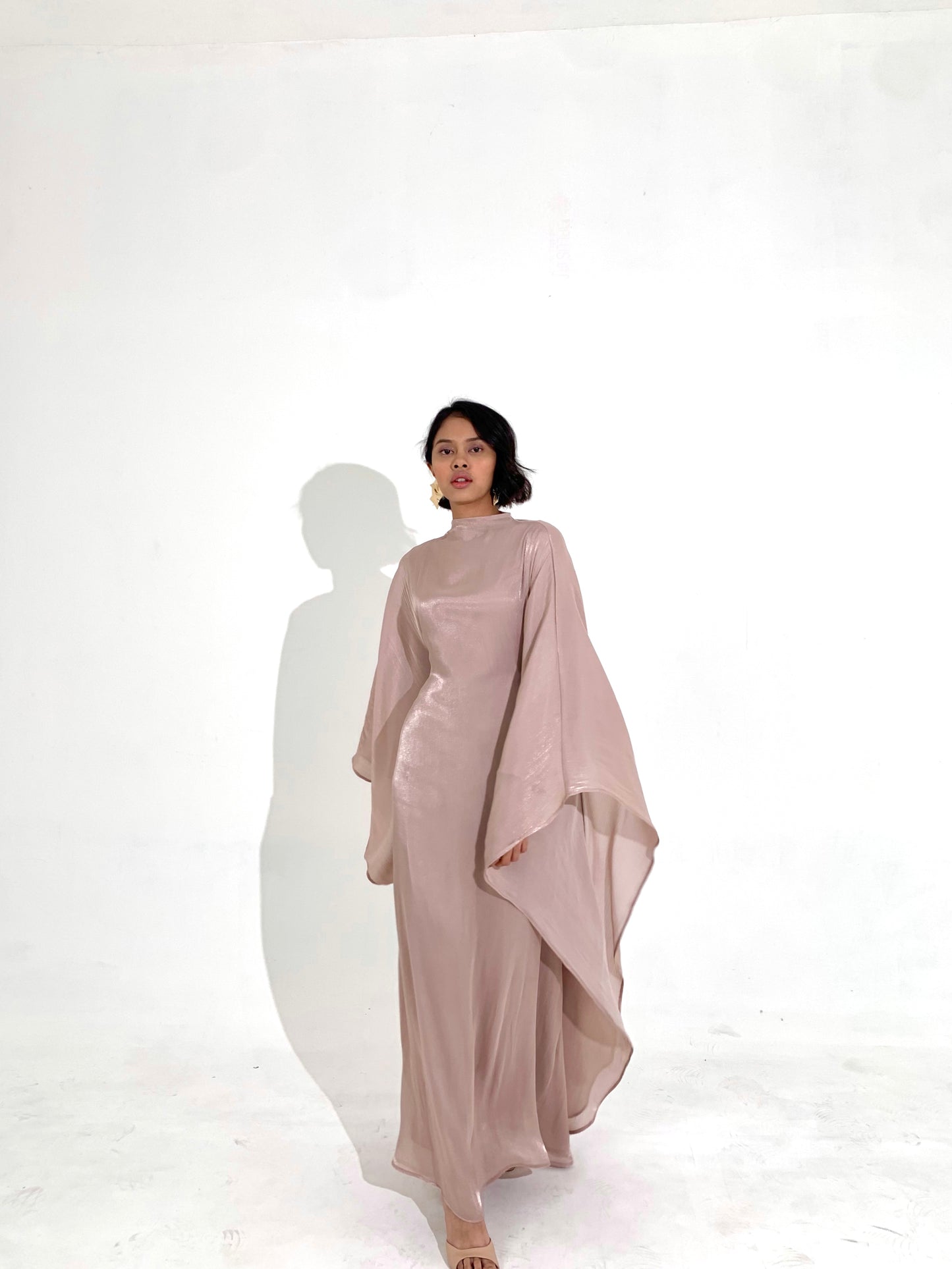 Sheen Kaftan Dress in Rose Gold