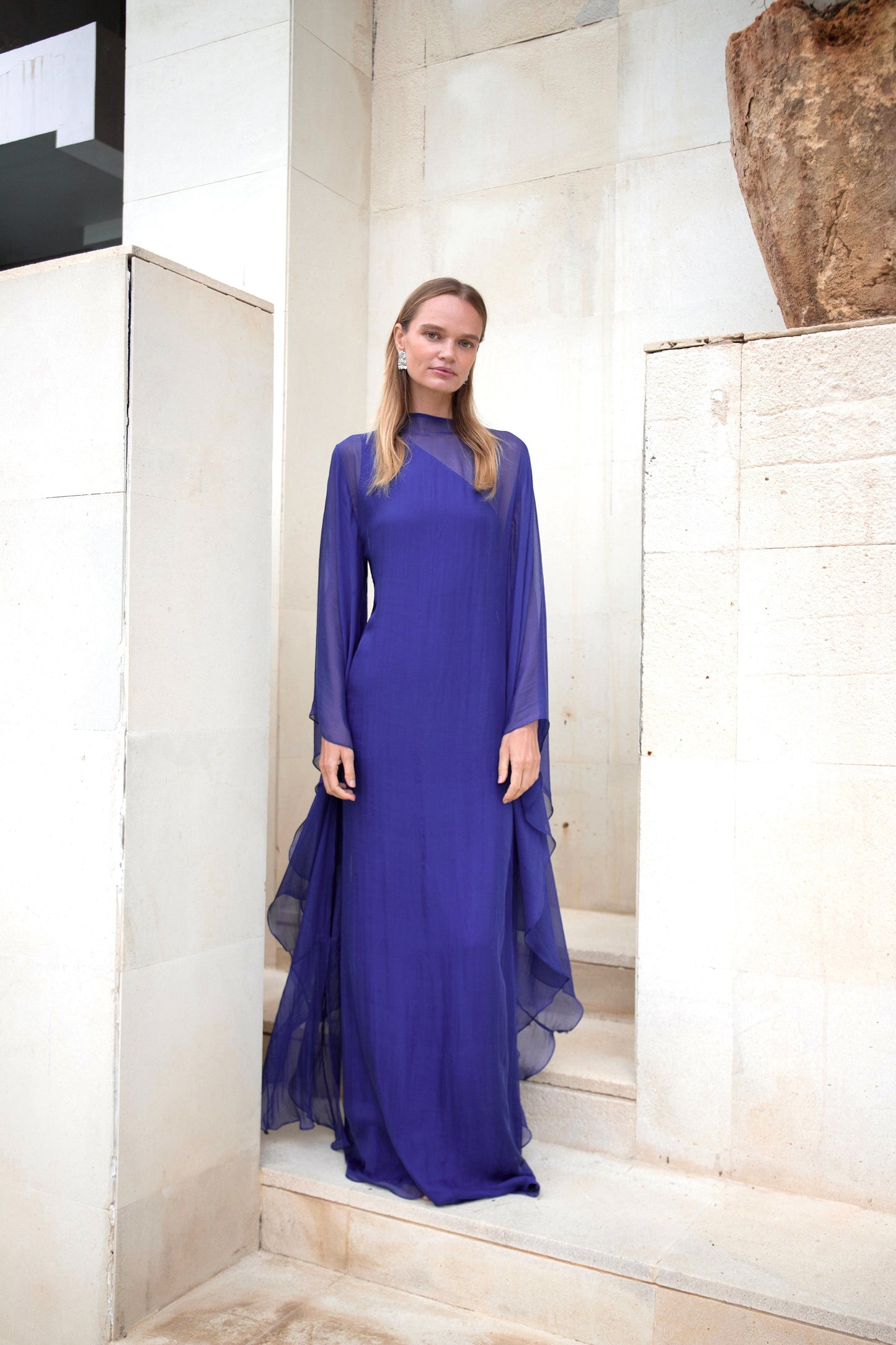 Pure Silk Dress in Indigo | Ships from Apr 5-20