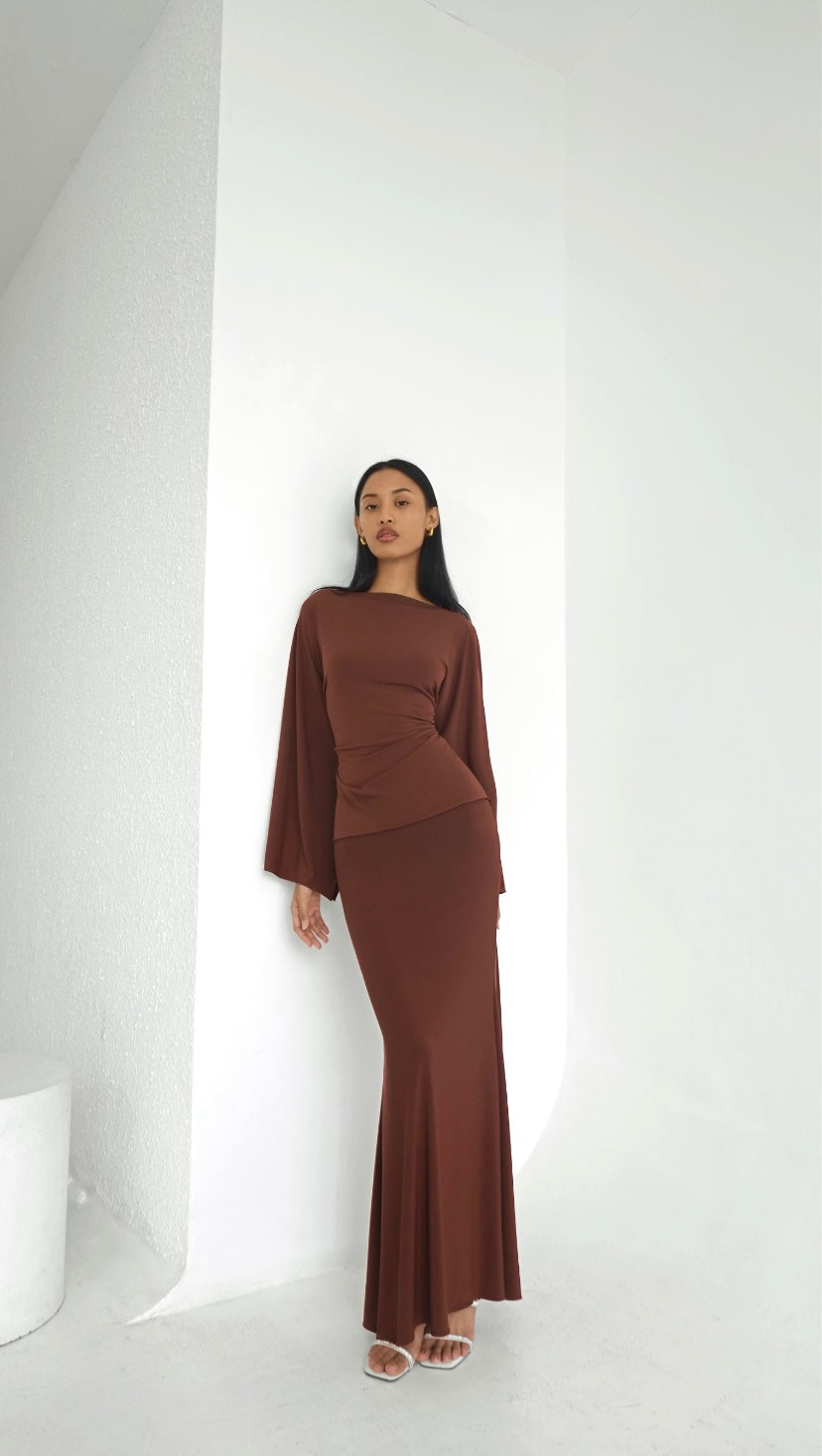 Toffee Brown Top & Skirt Set | PREORDER ships July 10-25