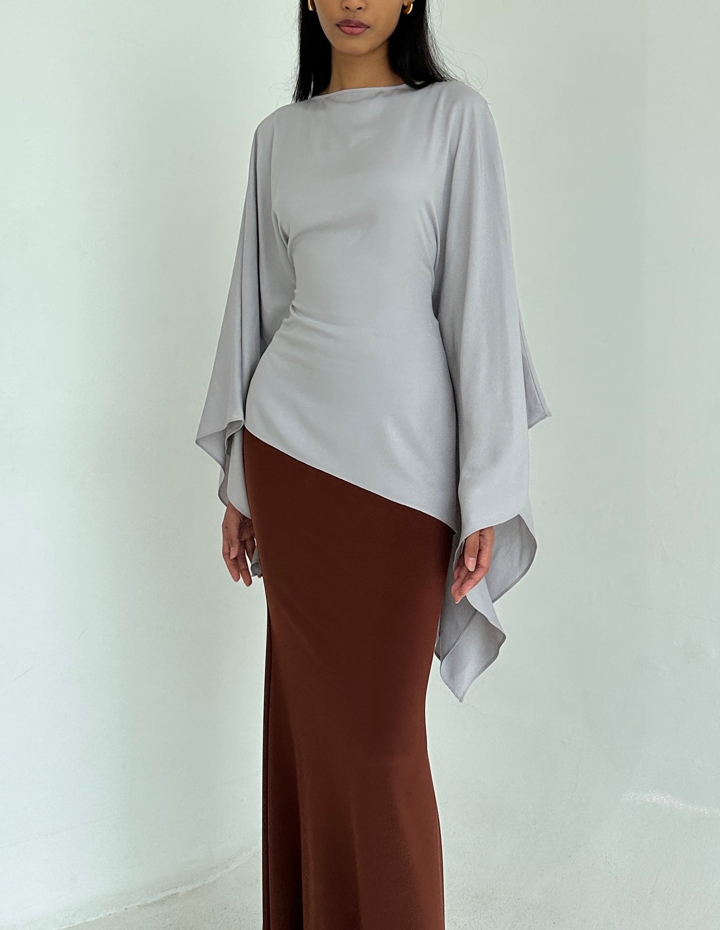 ESMÉ Gray Asymmetrical Butterfly Top
