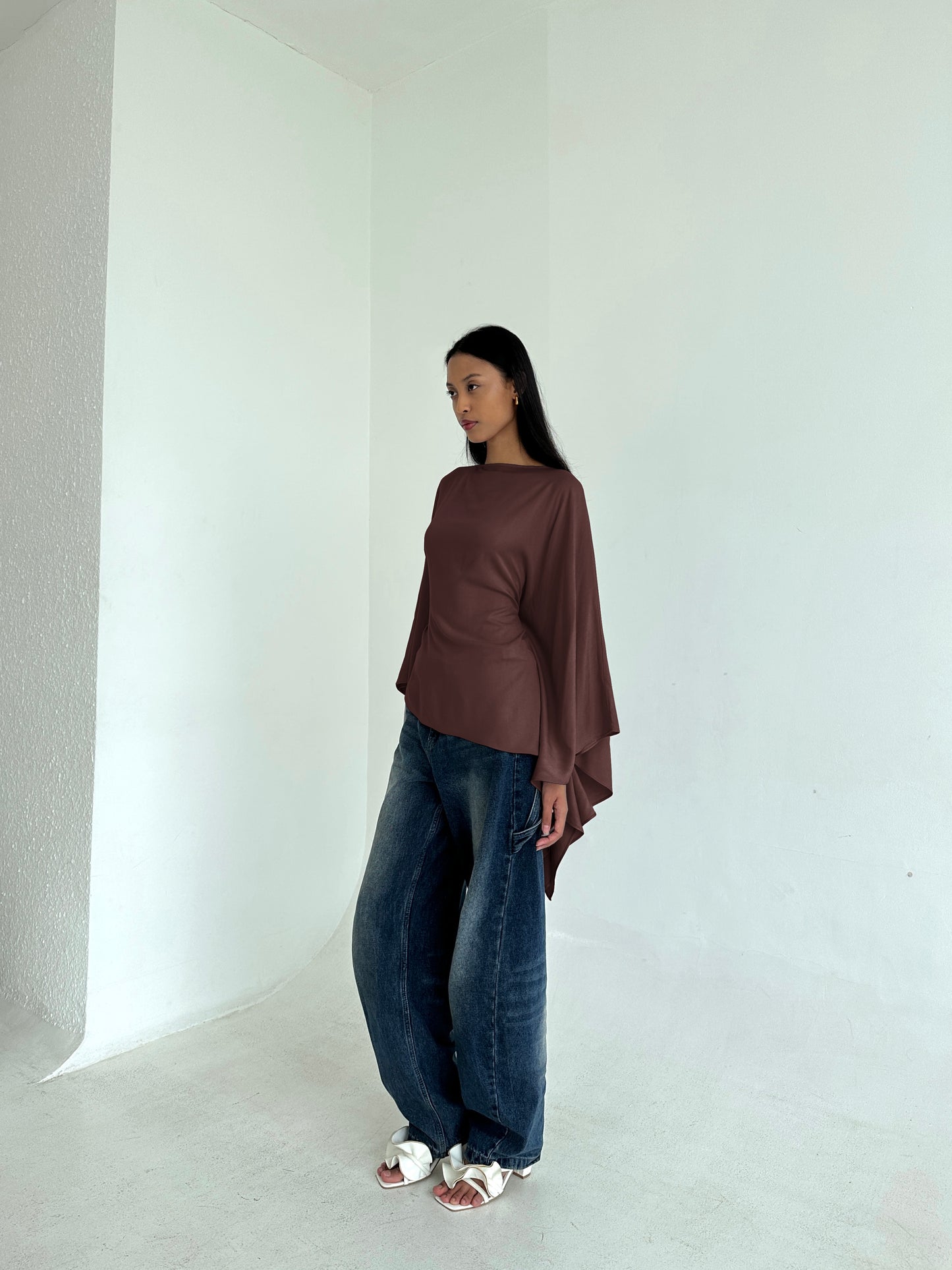BROWN Asymmetrical Butterfly Top