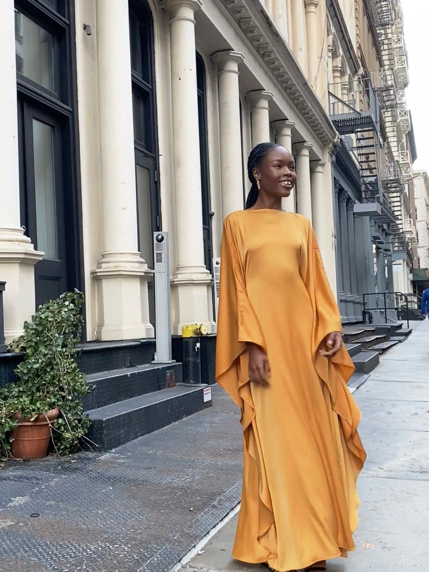 Honey Satin Kaftan Dress