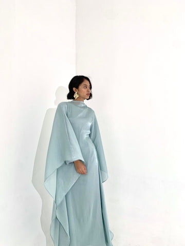 Sheen Kaftan Dress in Aquamarine