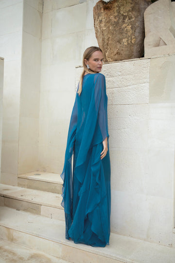 Pure Silk Dress in Teal