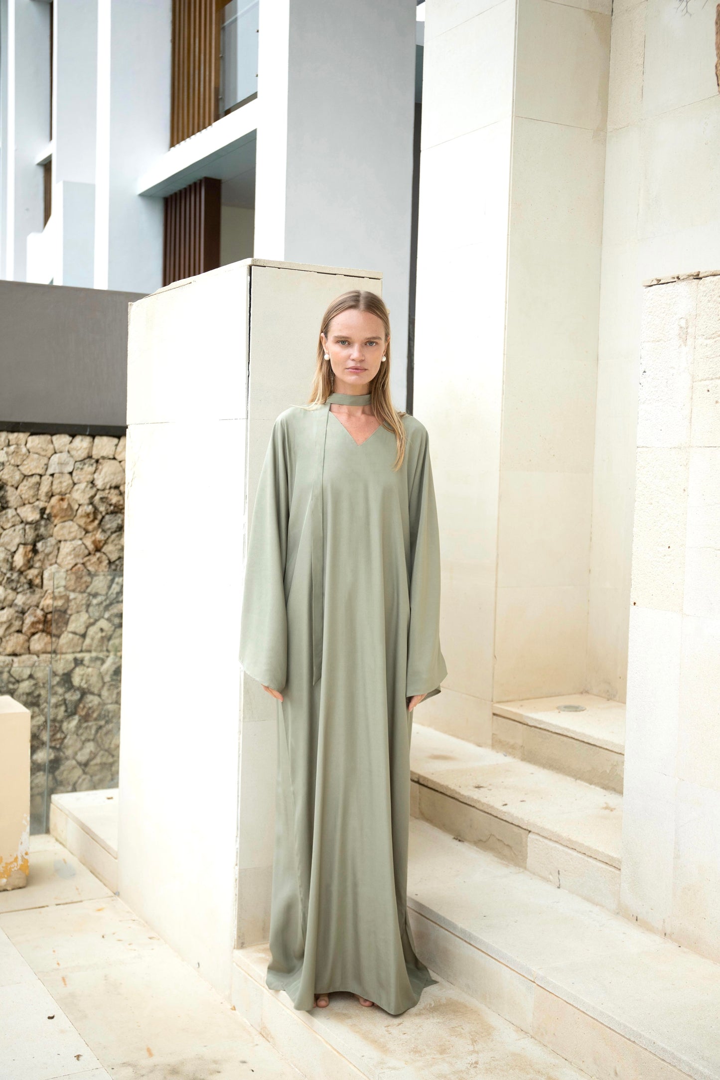 Silk Tunic Dress in Olive | Ships from May 1-19