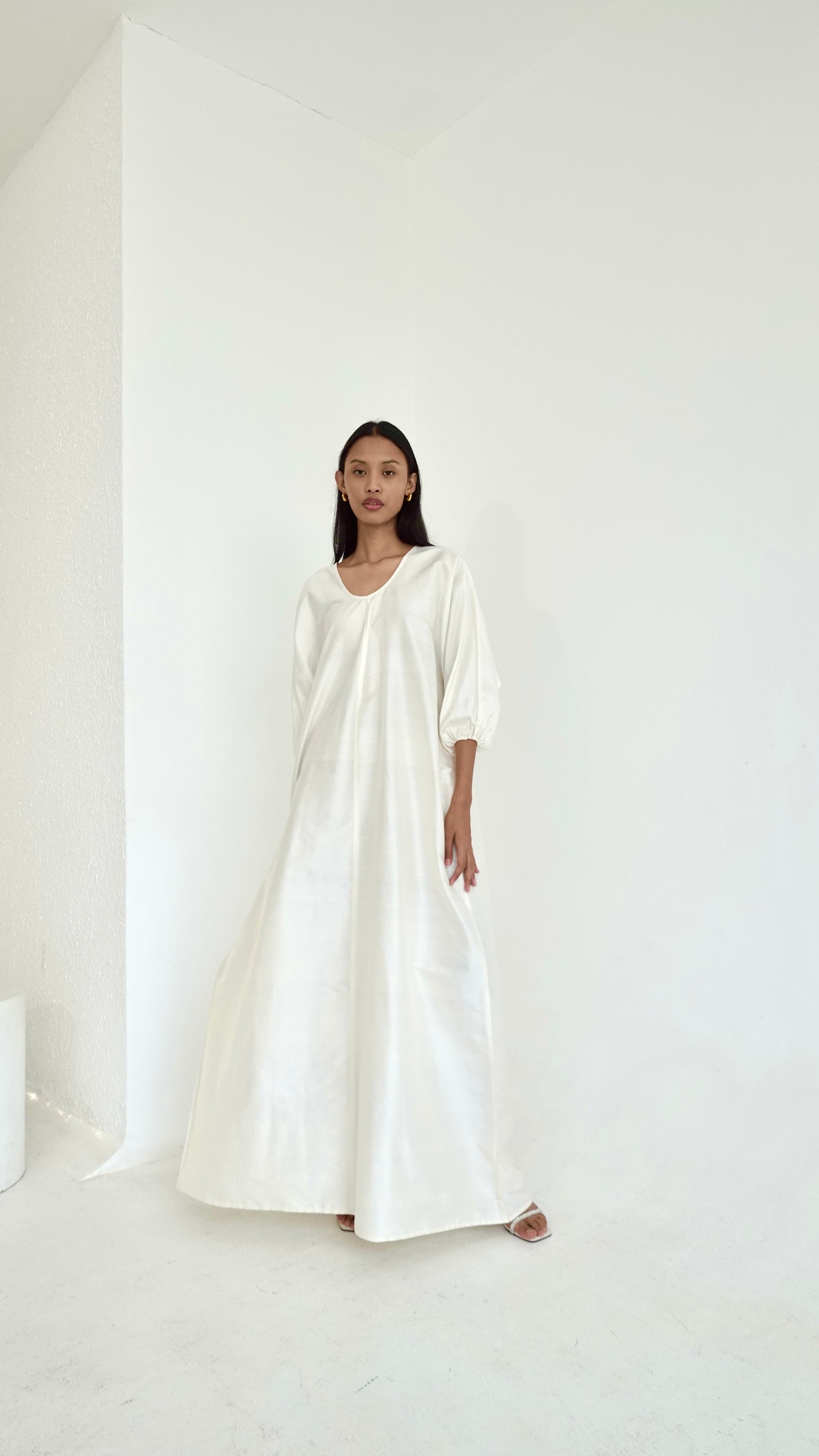 raw silk white dress Raw Silk Puff Gown Esm New York