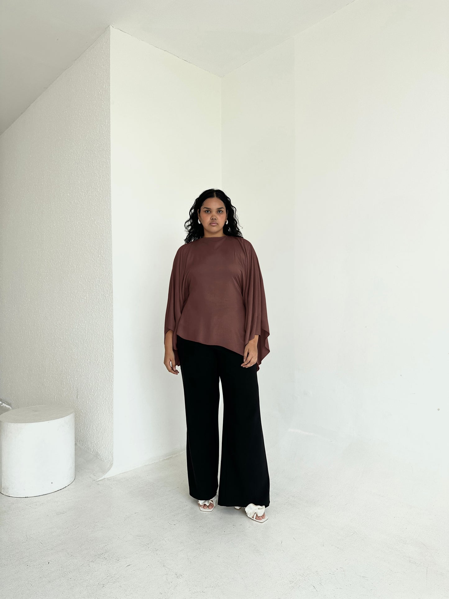 ESMÉ Brown Asymmetrical Butterfly Top