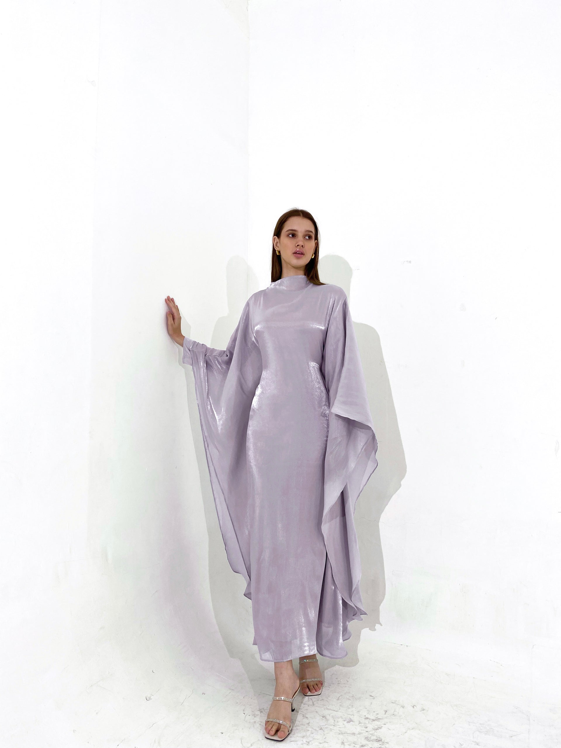 embellished corset kaftan mini dress in lilac Sheen Retail Price:189.00 designed specifically for the Black Tie Front Button Size Up For This Designer:6X/7