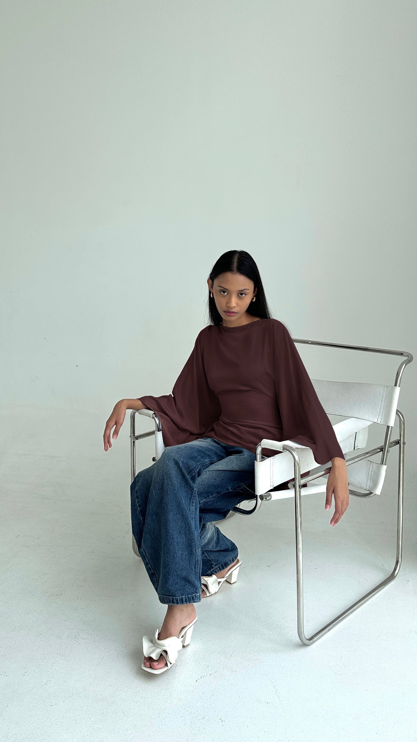 BROWN Asymmetrical Butterfly Top