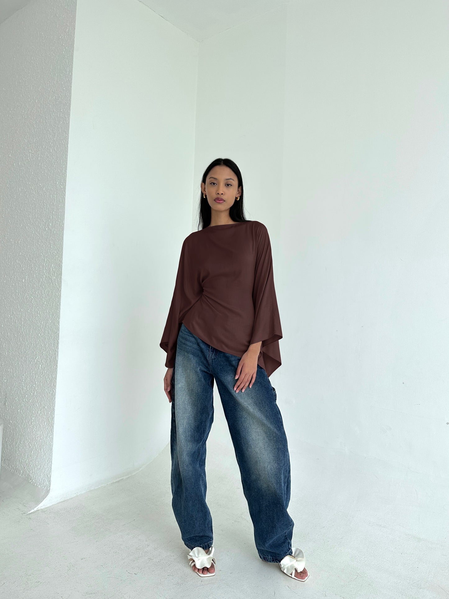 BROWN Asymmetrical Butterfly Top