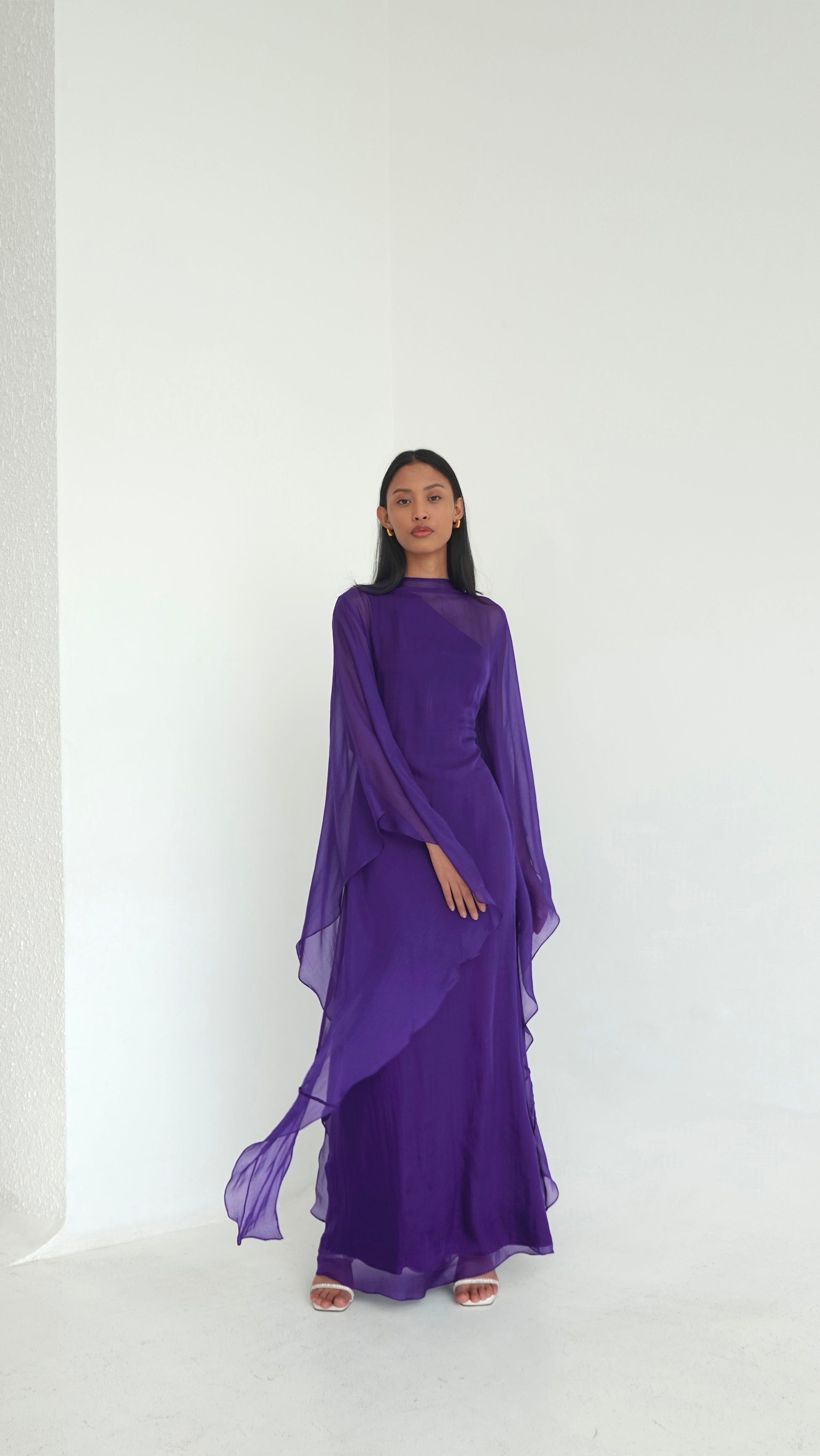 Pure Silk Dress in Amethyst | Preorder ships in ~2 weeks | Last Batch S/M | fits size US 0-4 / Long-sleeve Pure Silk Dress in Amethyst | Preorder ships in ~2 weeks | Last Batch S/M | fits size US 0-4 / Long-sleeve