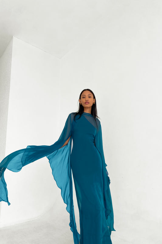 Pure Silk Dress in Dark Teal | Preorder ships in ~2 weeks