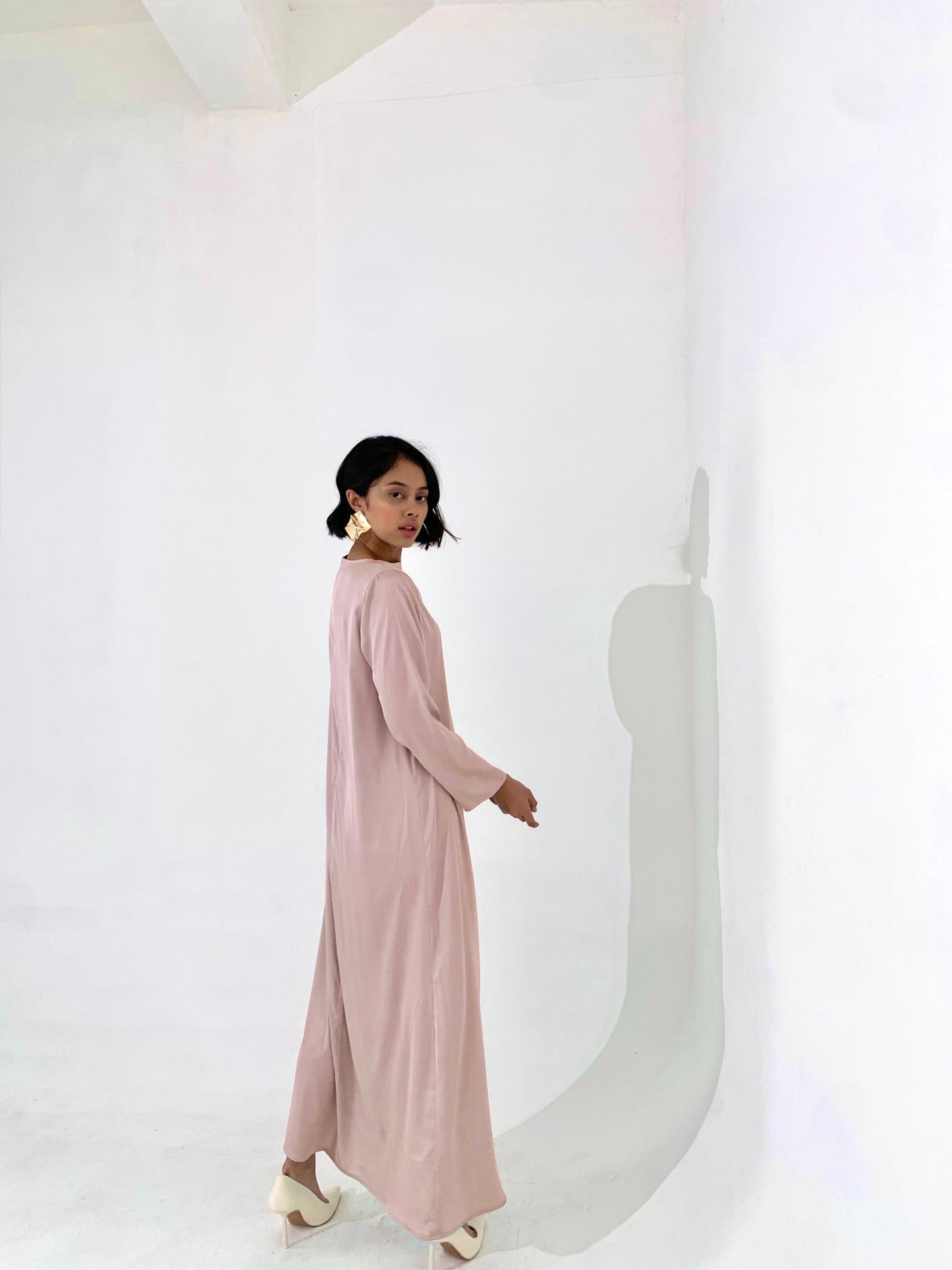 Sheen Kaftan Dress in Rose Gold