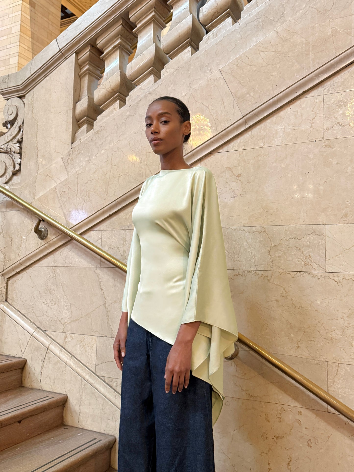 Asymmetrical Butterfly Top in Sage Green