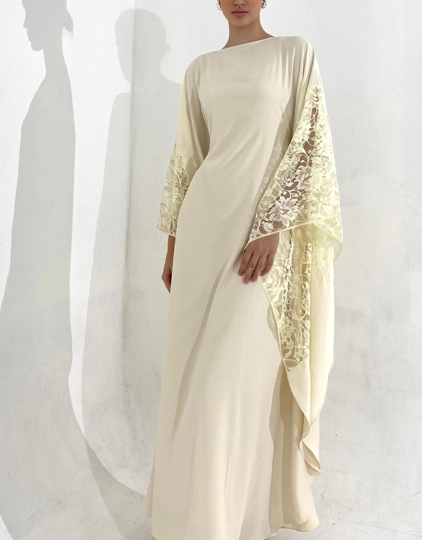 Lace Kaftan Dress in Butter