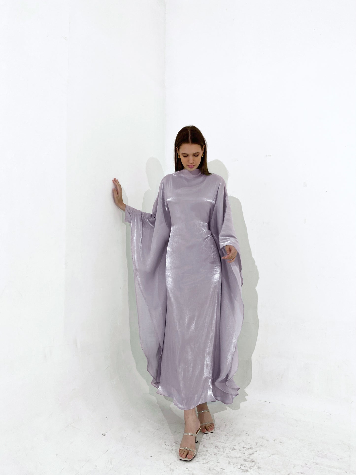 Sheen Kaftan Dress in Lilac