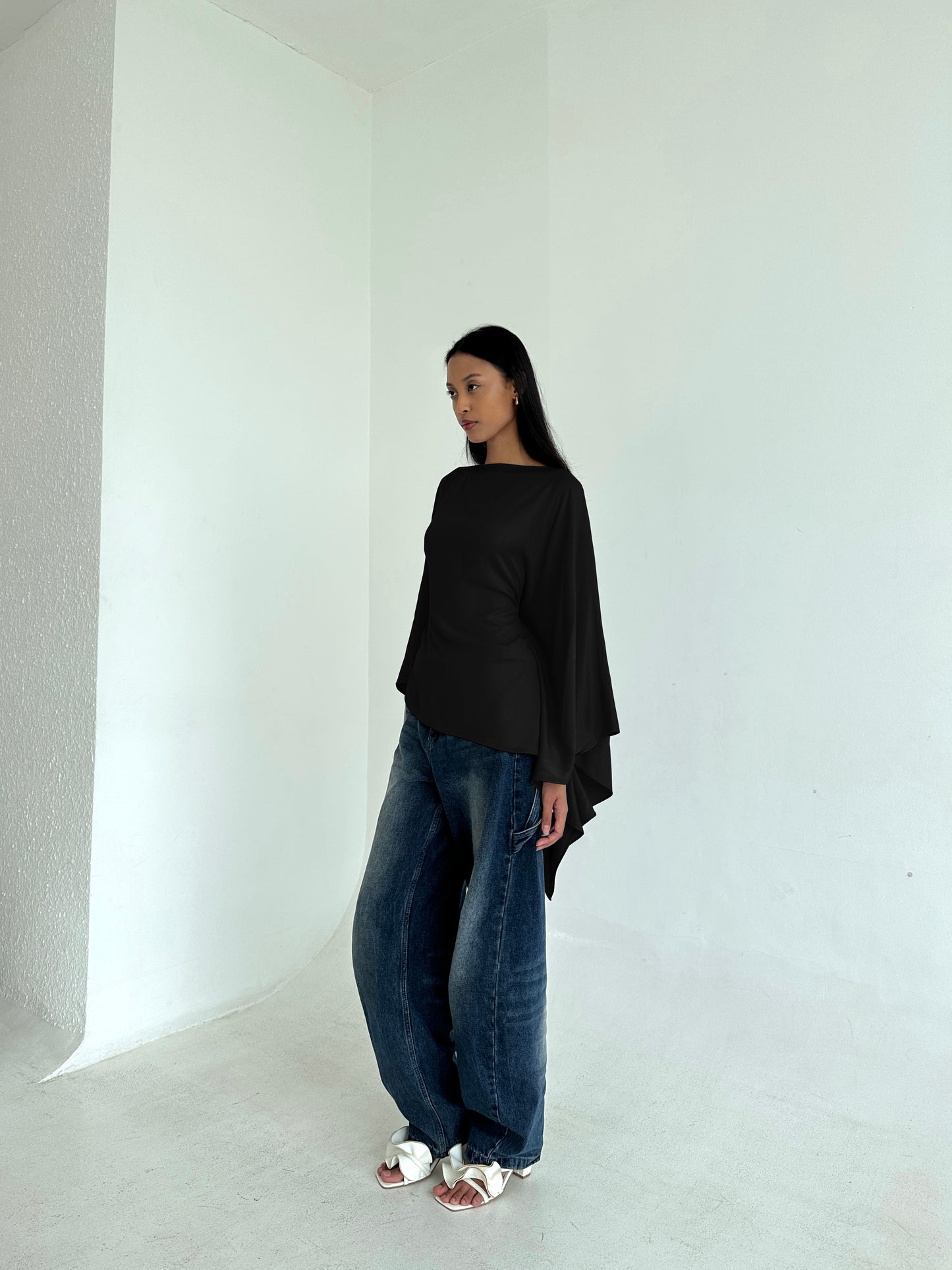 BLACK Asymmetrical Butterfly Top