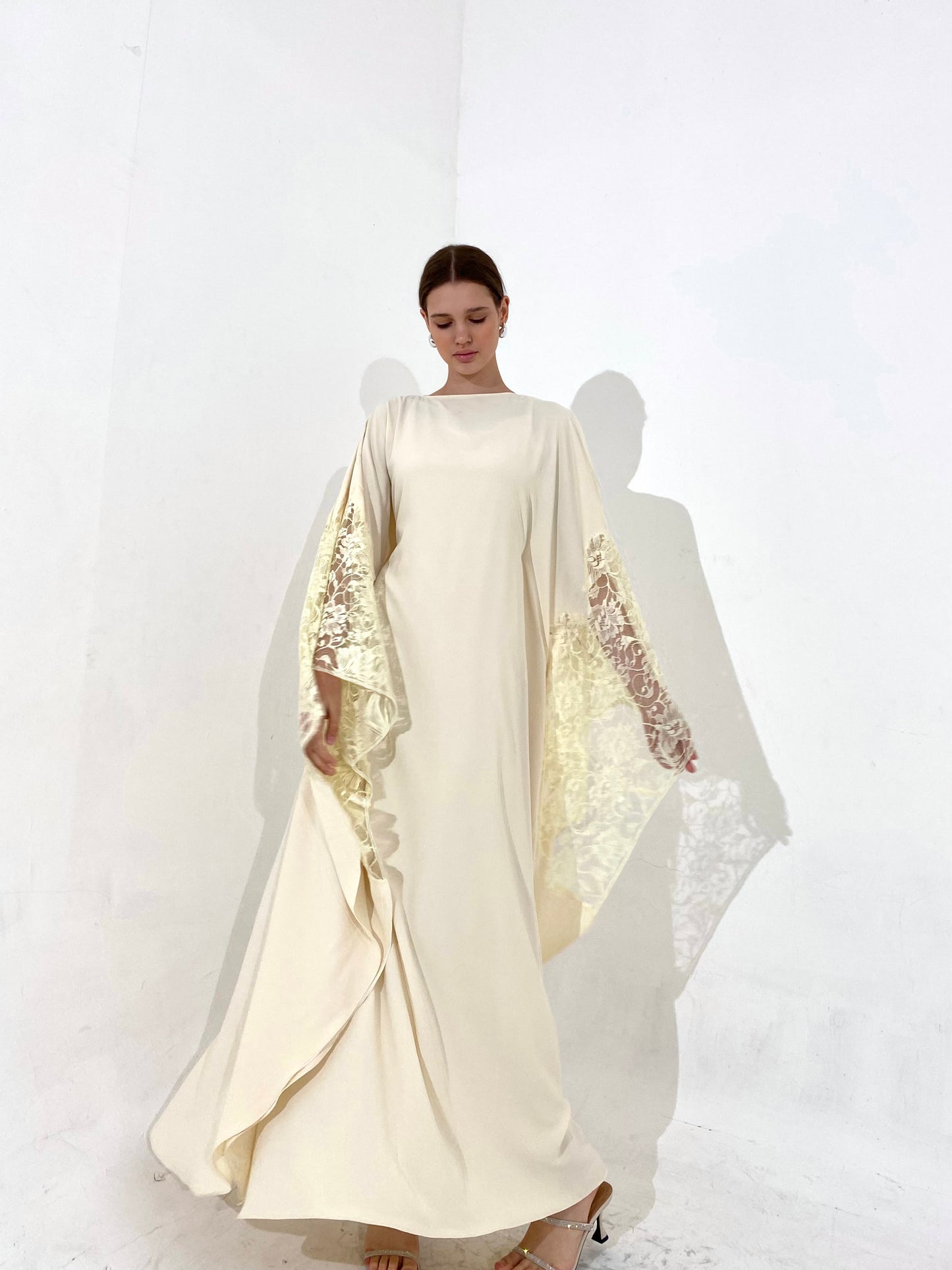 Lace Kaftan Dress in Butter