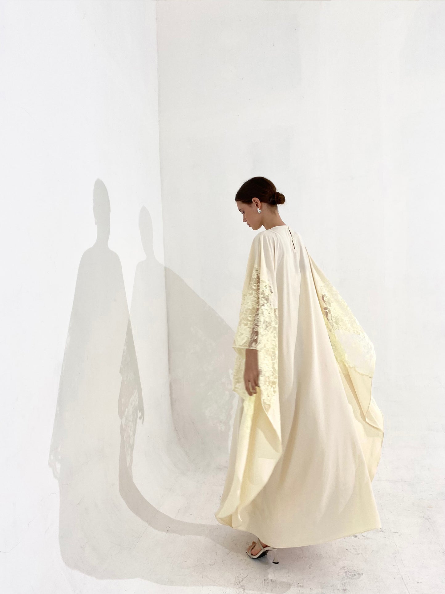 Lace Kaftan Dress in Butter