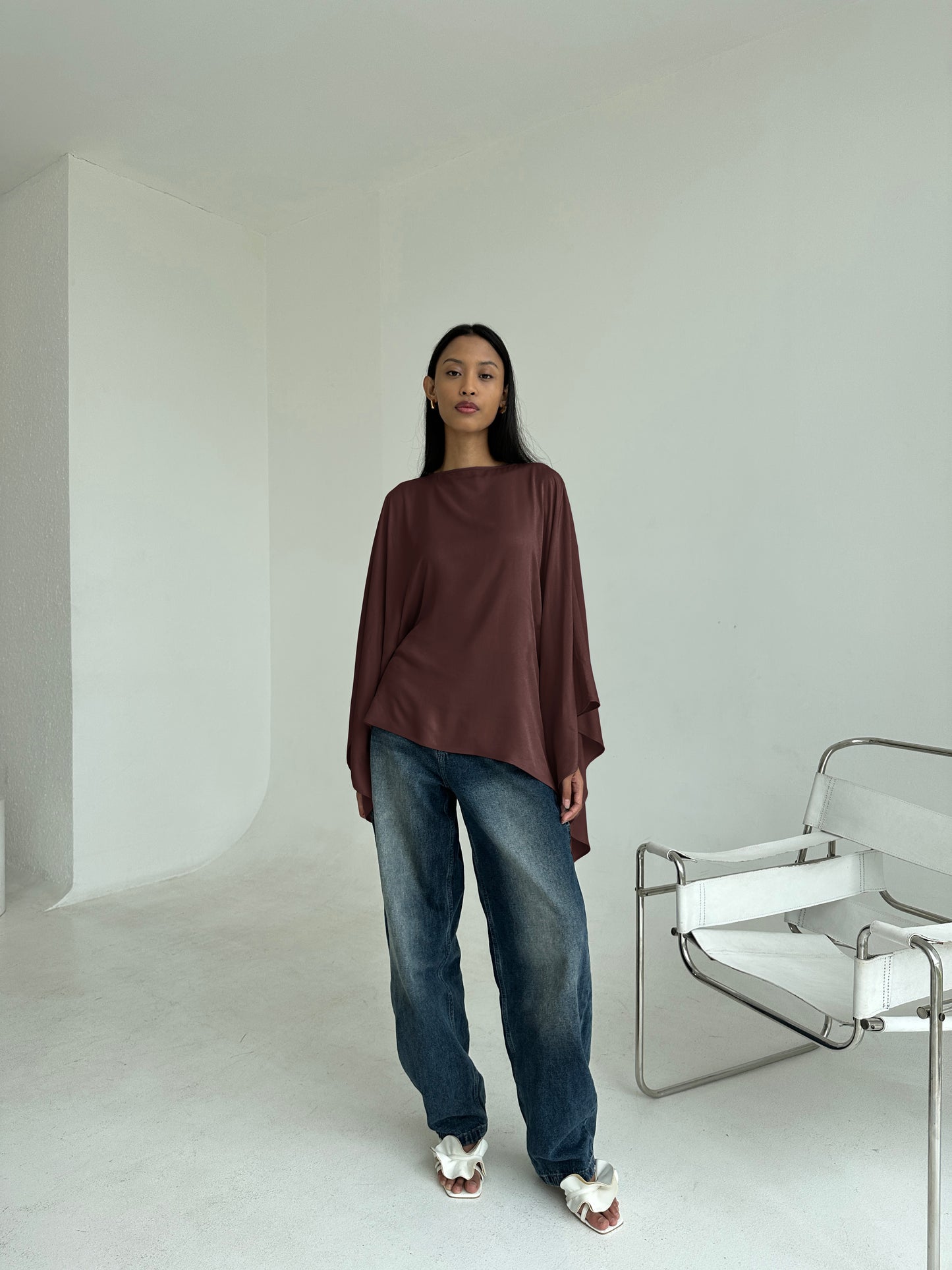 BROWN Asymmetrical Butterfly Top