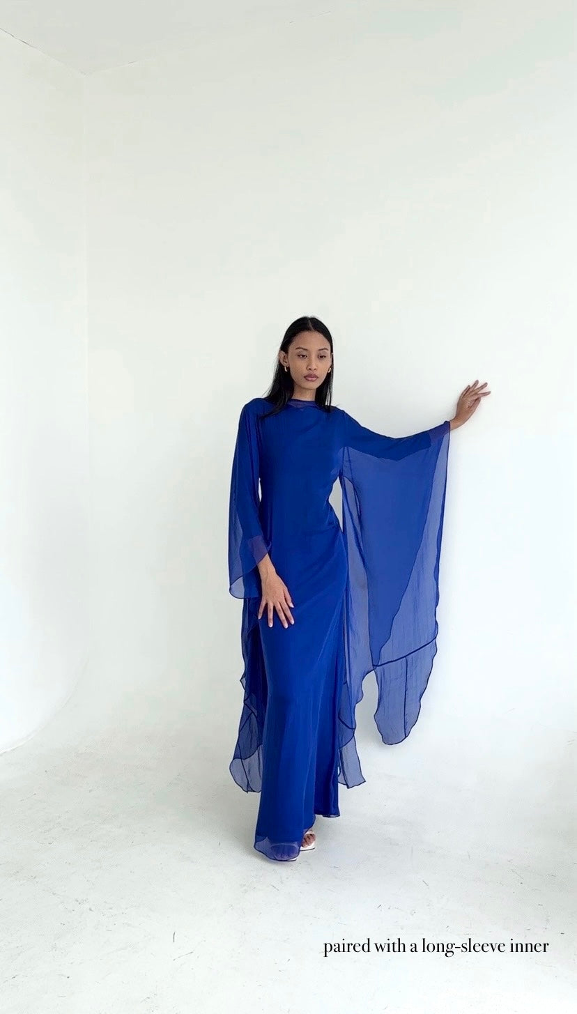 Pure Silk Dress in Indigo | Ships from Apr 5-20