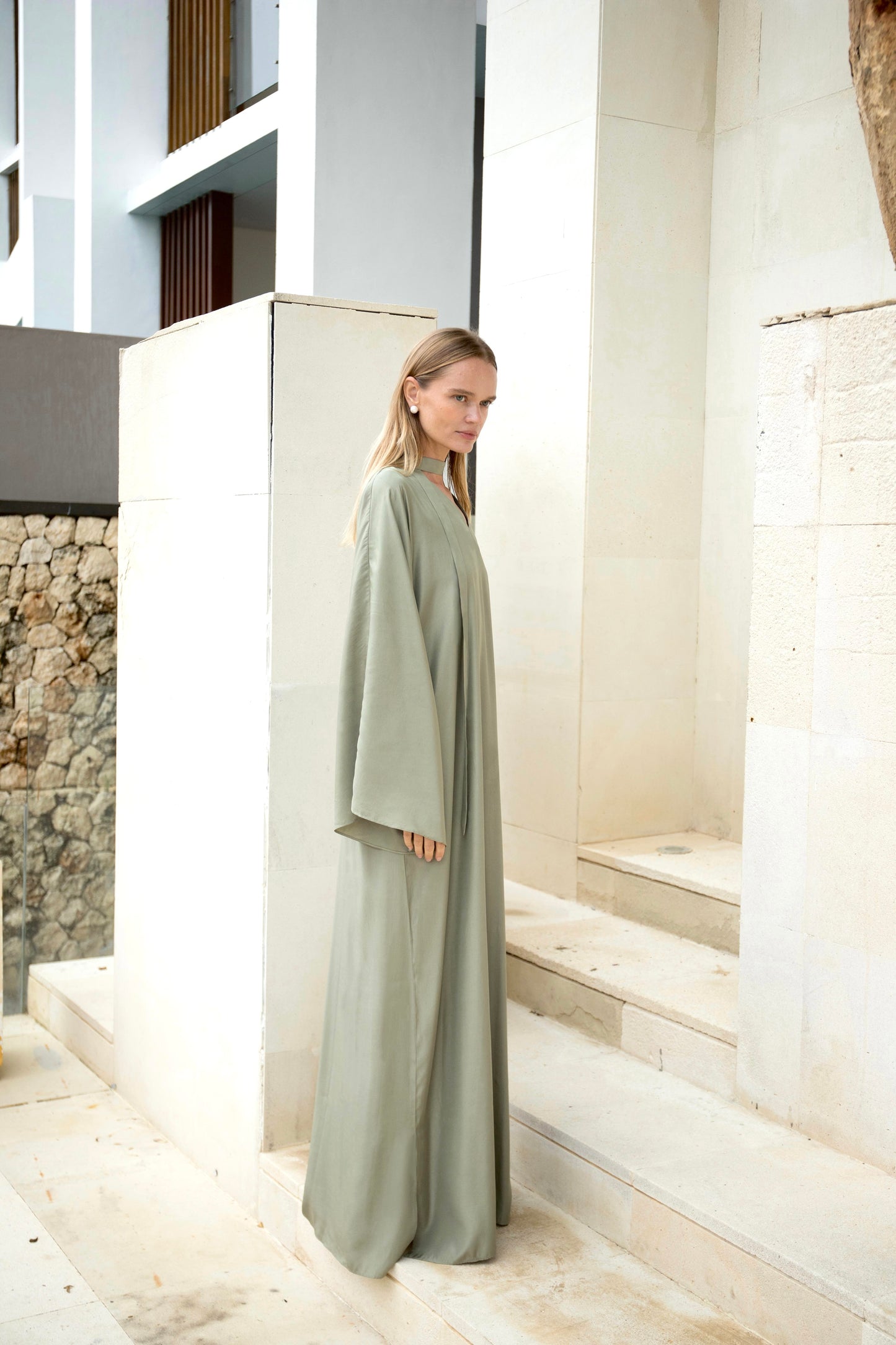 Silk Tunic Dress in Olive | Ships from May 1-19
