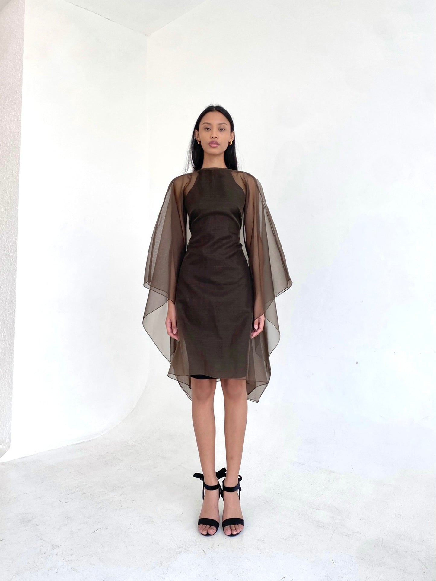 Silk Organza Dress in Cocoa | ships Sep 30 - Oct 10