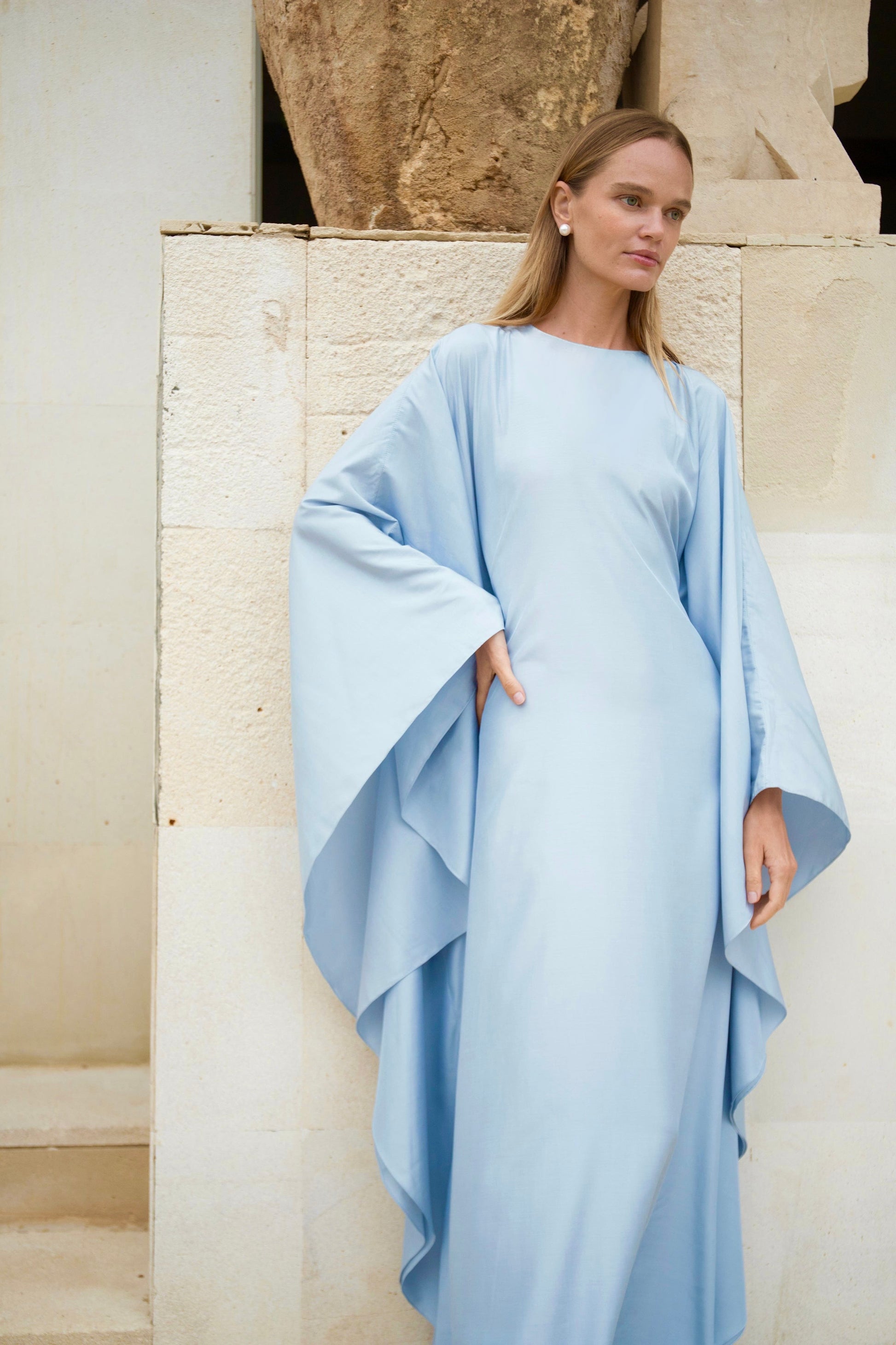 Silk Kaftan Dress in Azure | final stock Silk Kaftan Dress in Azure | final stock