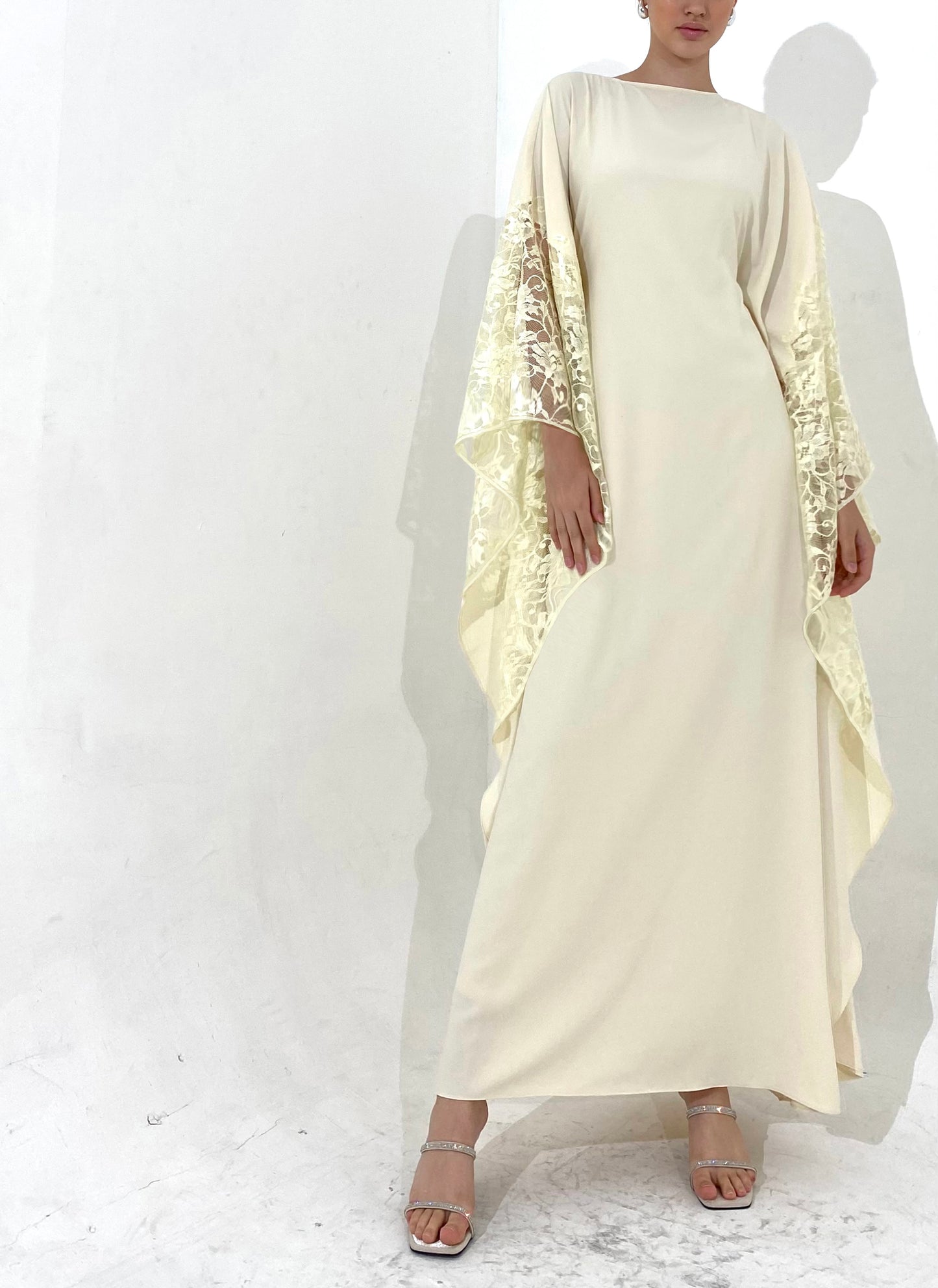 Lace Kaftan Dress in Butter