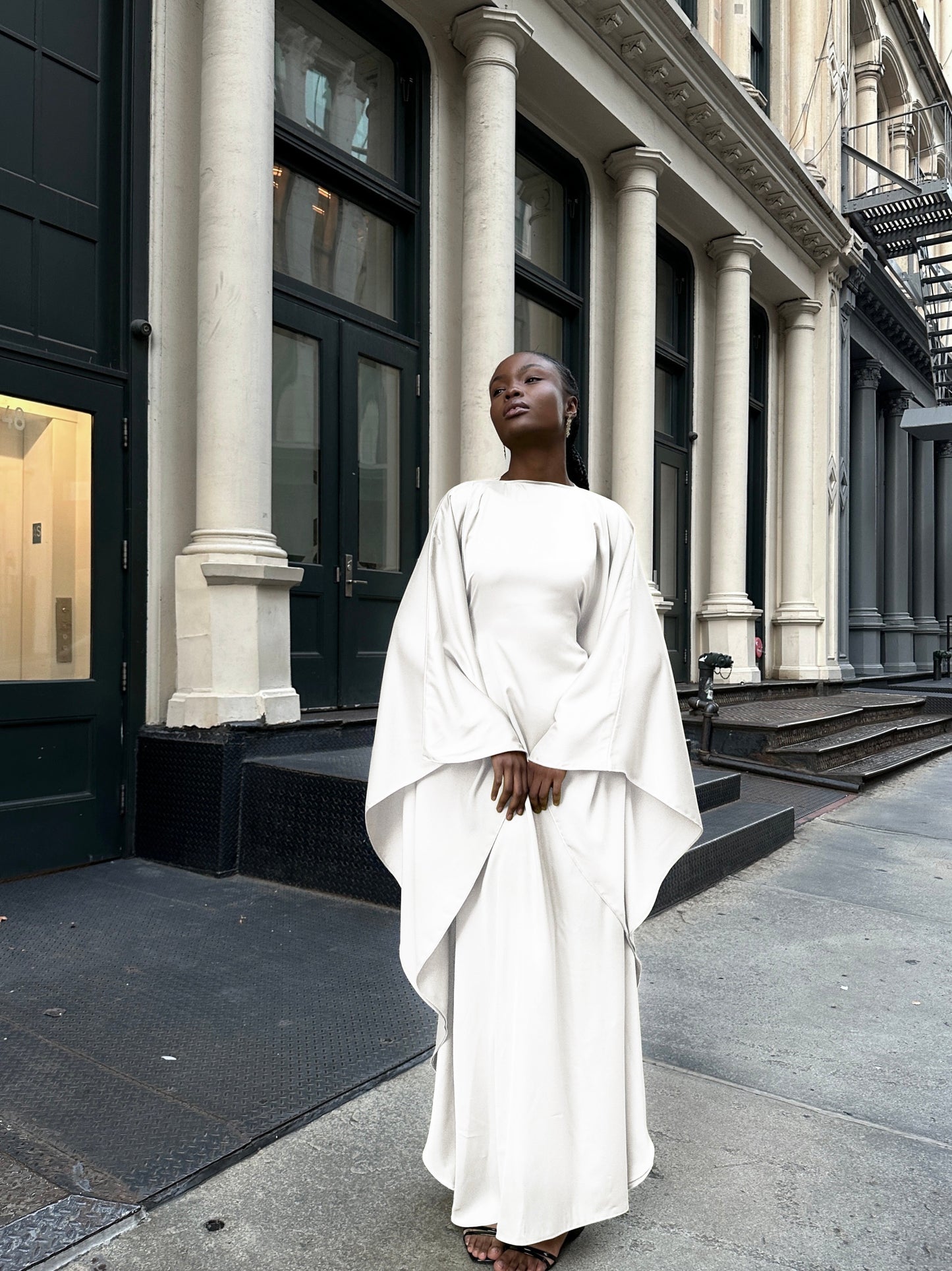 Pearl Satin Kaftan Dress