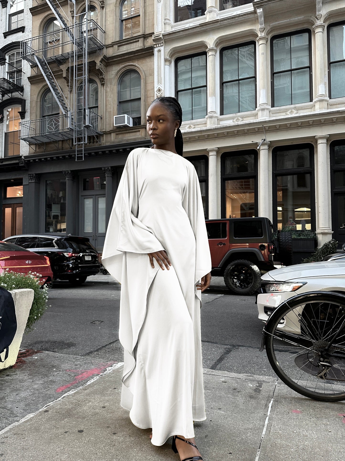 Pearl Satin Kaftan Dress