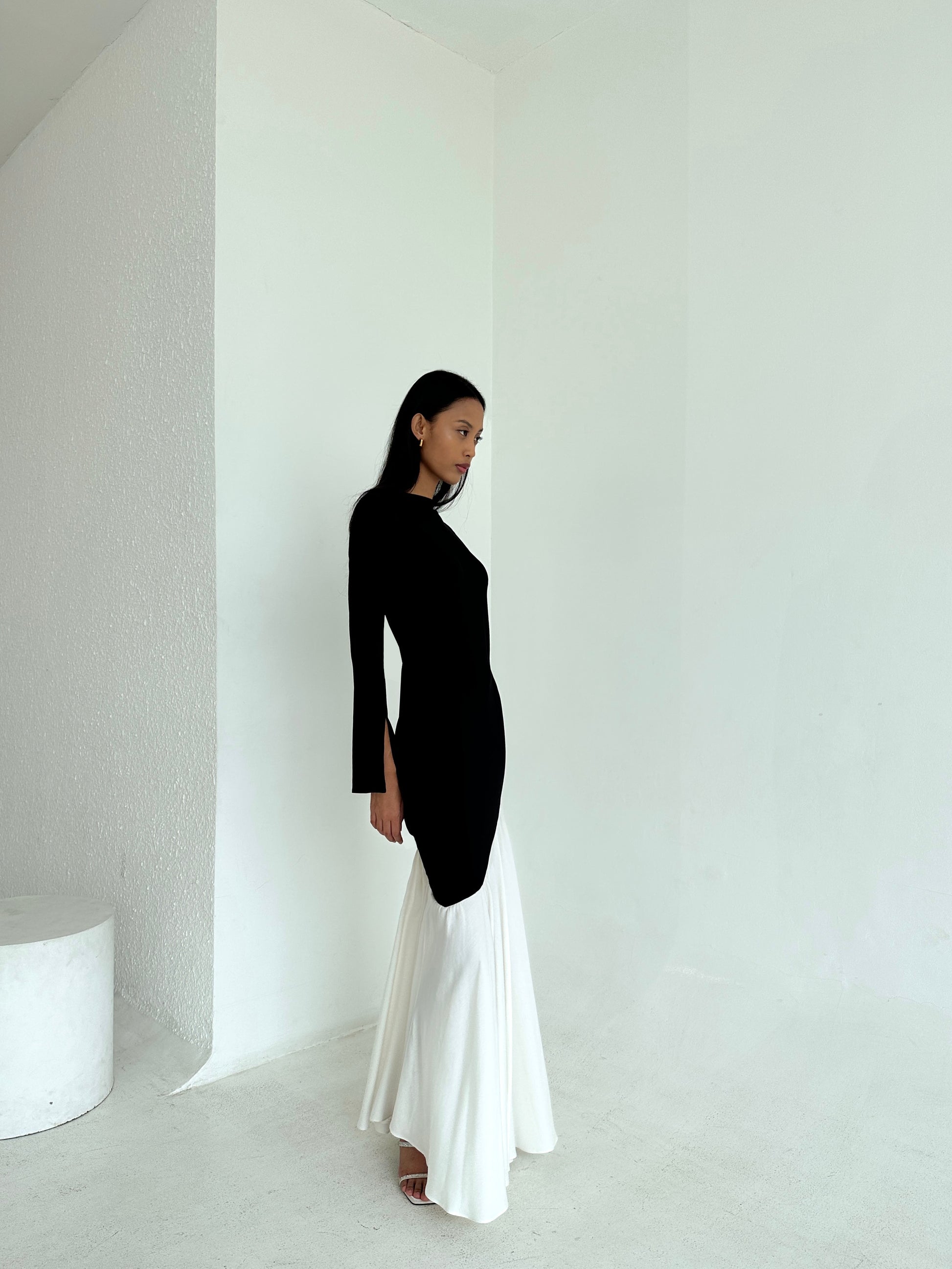 Black/White Colorblock Asymmetrical Dress Esm New York Black/White Colorblock Asymmetrical Dress Esm New York