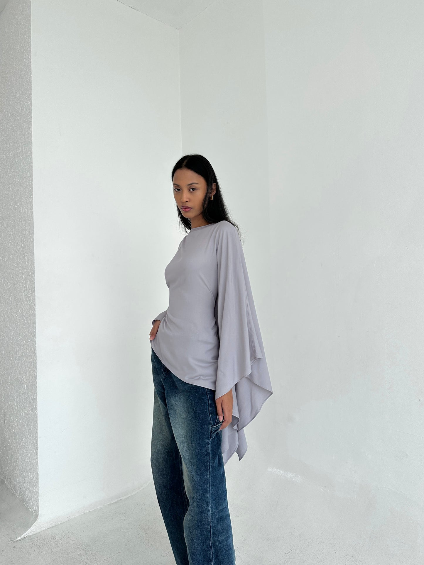 GRAY Asymmetrical Butterfly Top